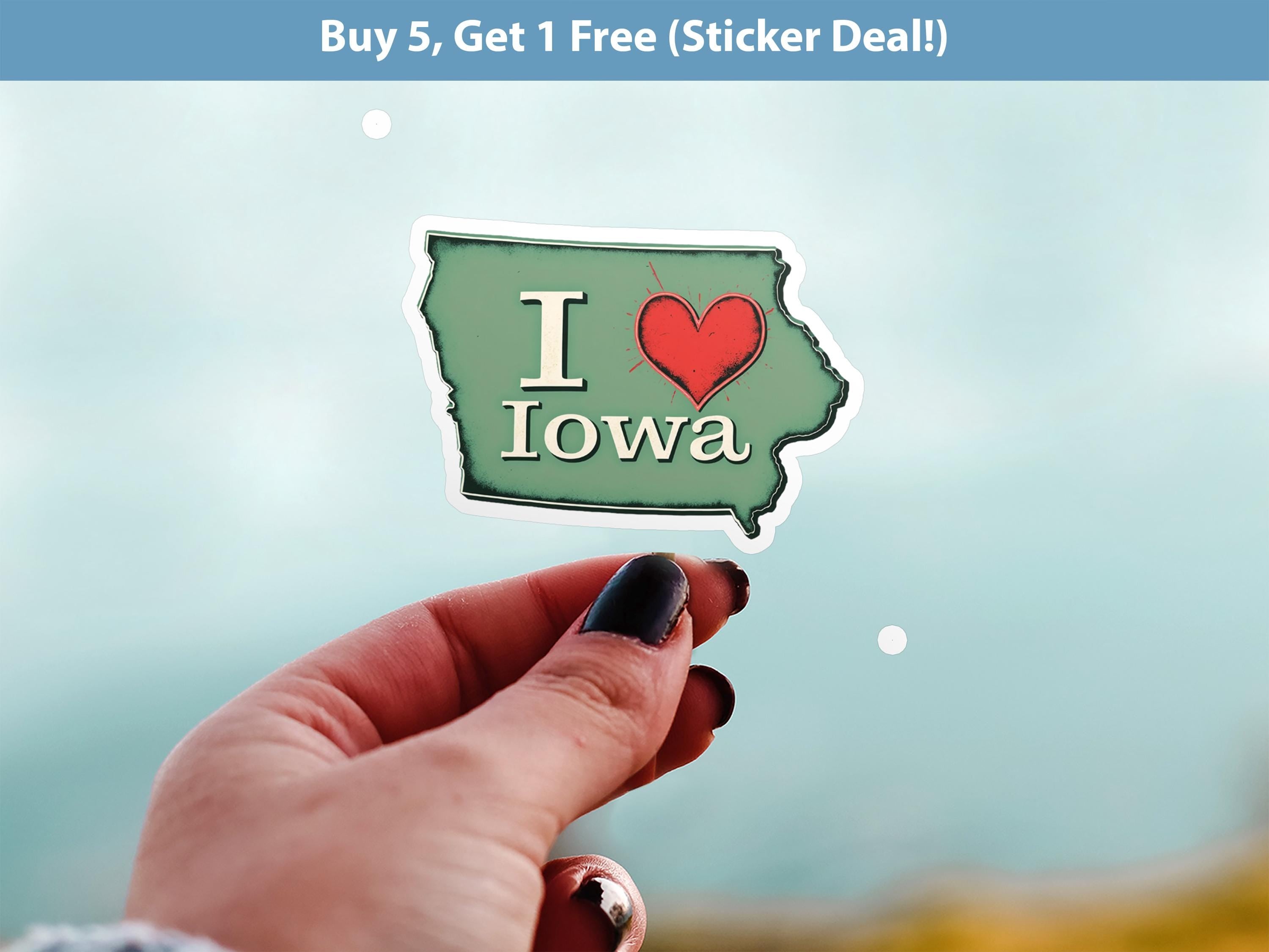 I love Iowa Sticker, Vintage US States Vinyl Decal, Waterproof Decal, Retro Travel Collection