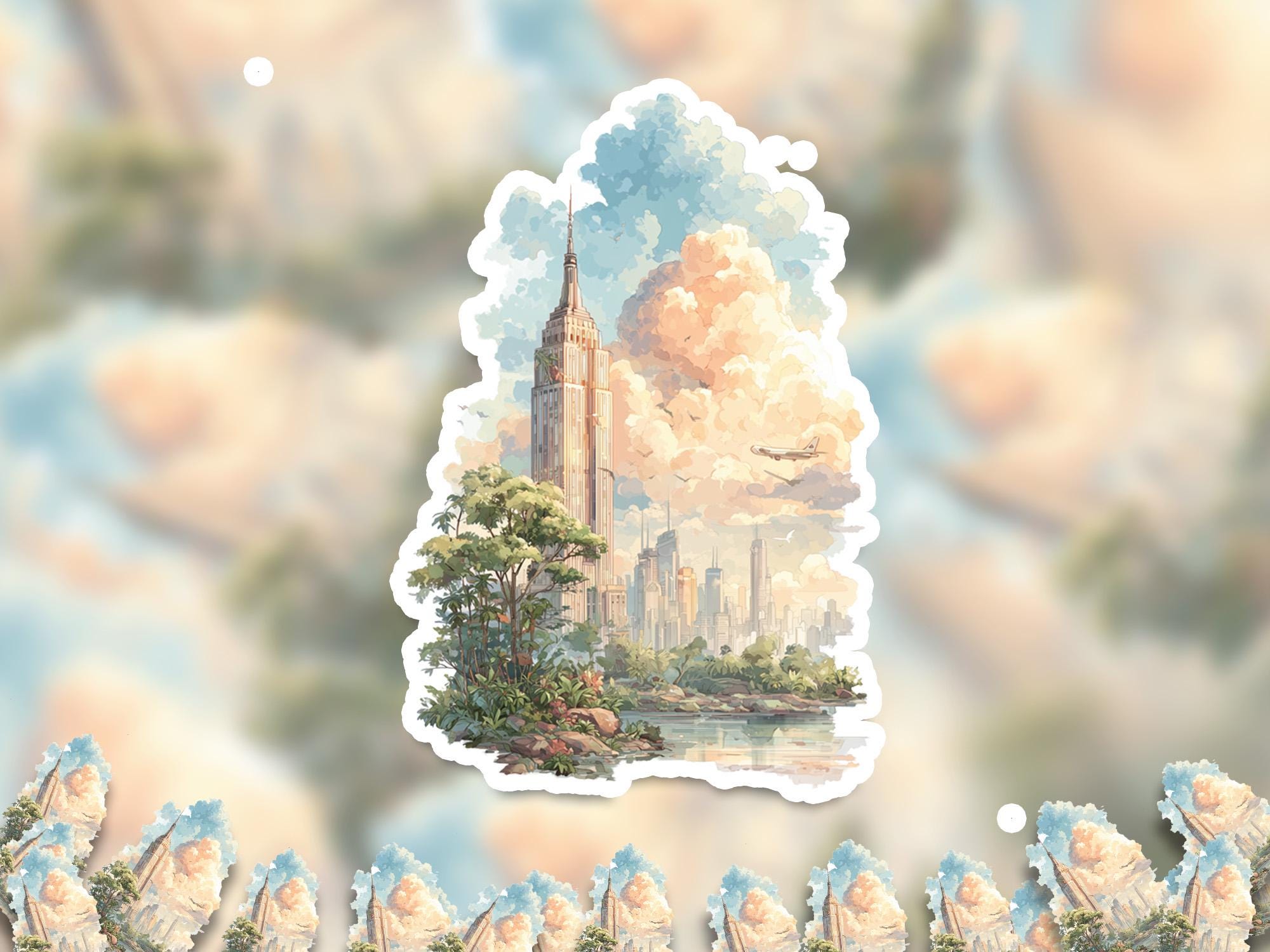 Watercolor Empire State Building Sticker: New York City Vinyl Decal