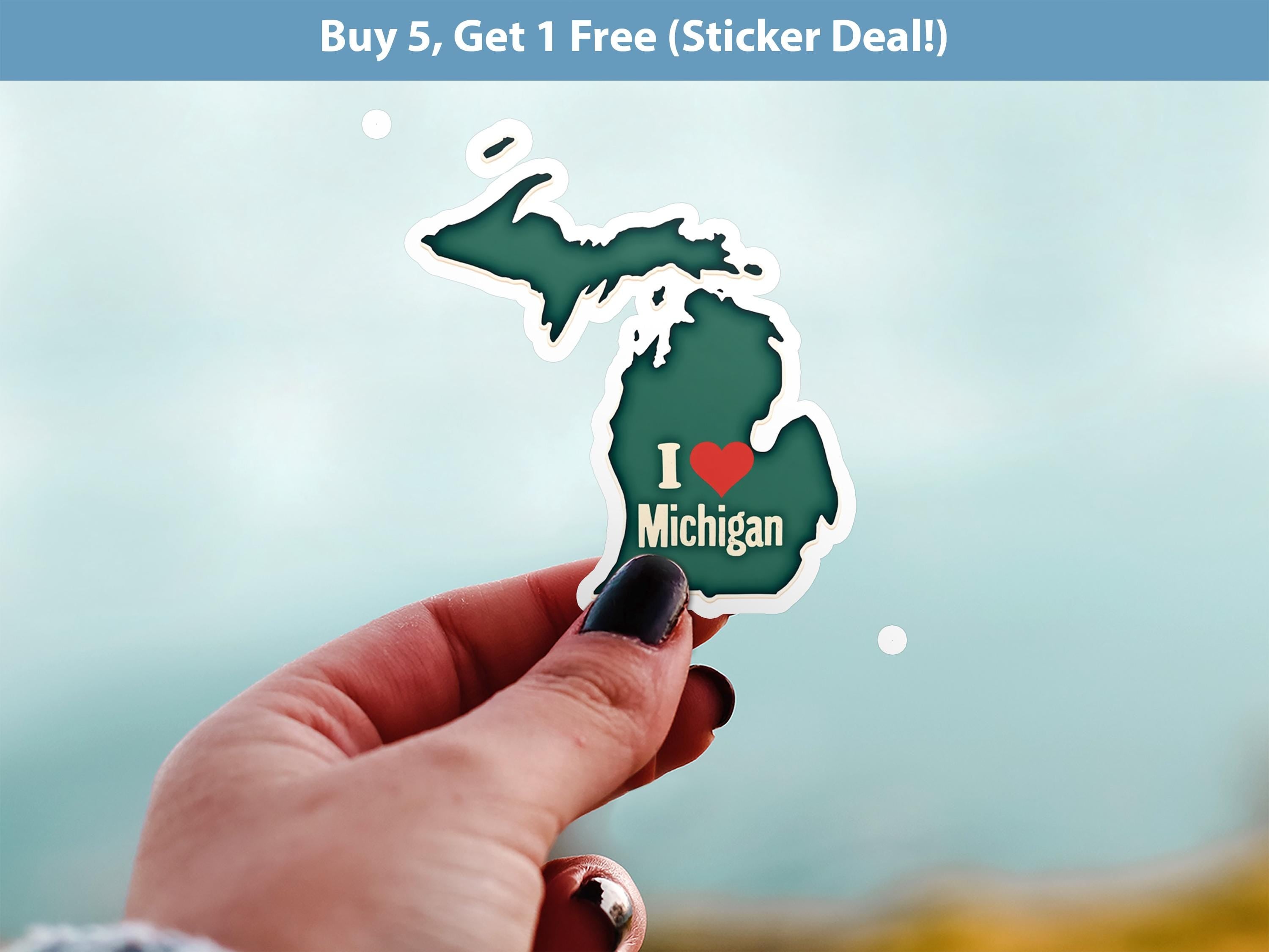 I love Michigan Sticker, Vintage US States Vinyl Decal, Waterproof Decal, Retro Travel Collection