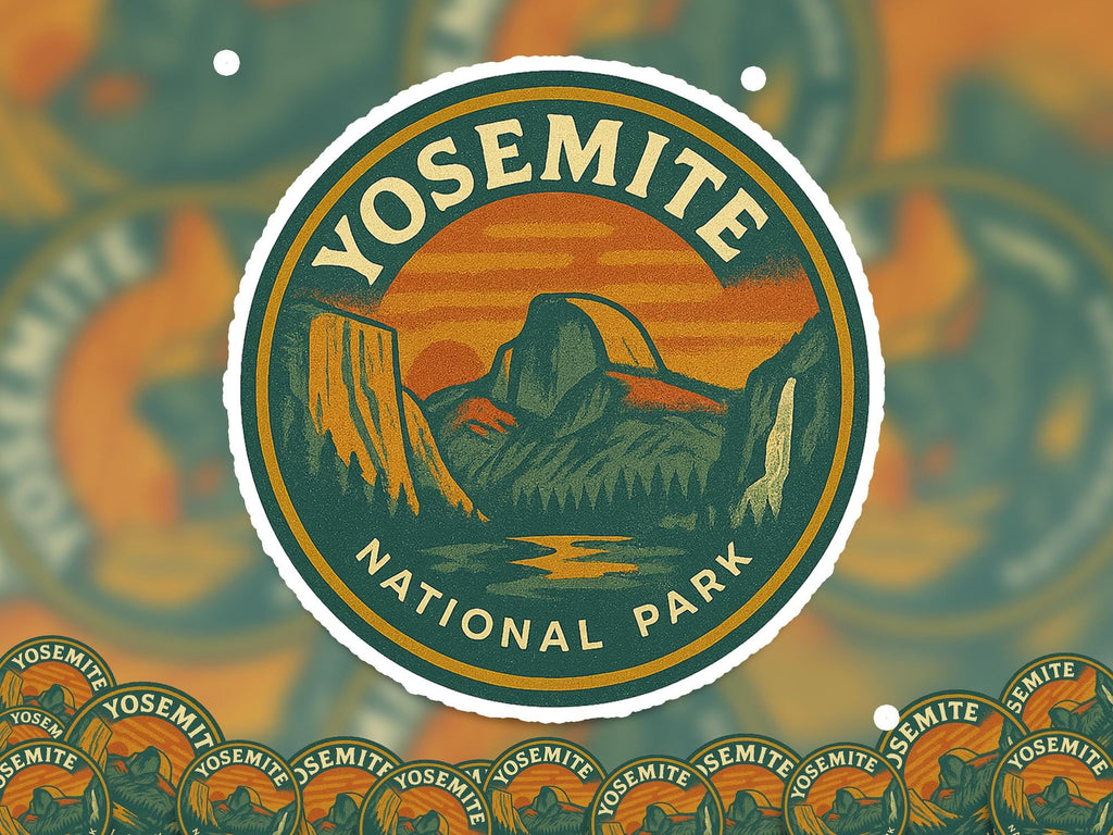 Yosemite National Park Sticker Kiss-Cut Vinyl, Waterproof Decal, Retro Travel Lover Collection