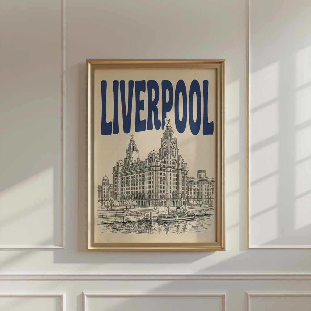 Liverpool Waterfront Wall Art, Framed Canvas Print, Royal Liver Building Decor