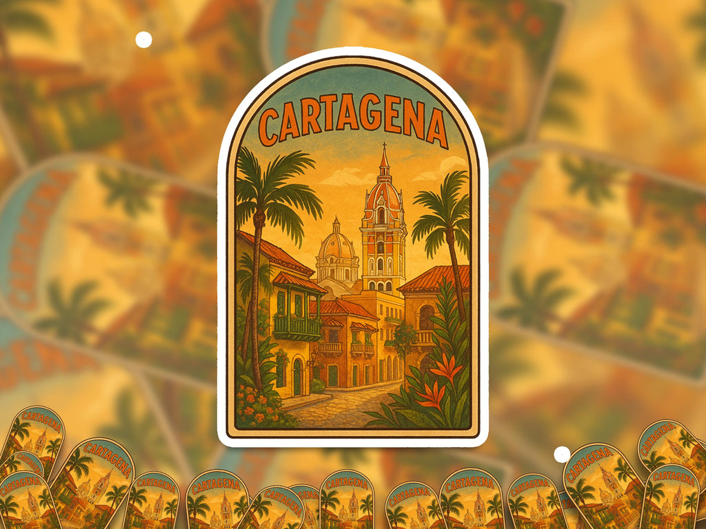 Cartagena Sticker Colombia, Vintage City Vinyl Decal, Retro Travel Lover Collection, Journal Scrapbook