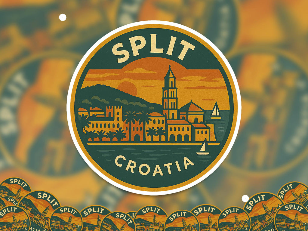Split Croatia Sticker Kiss-Cut Vinyl, Waterproof Decal, Retro Travel Lover Collection