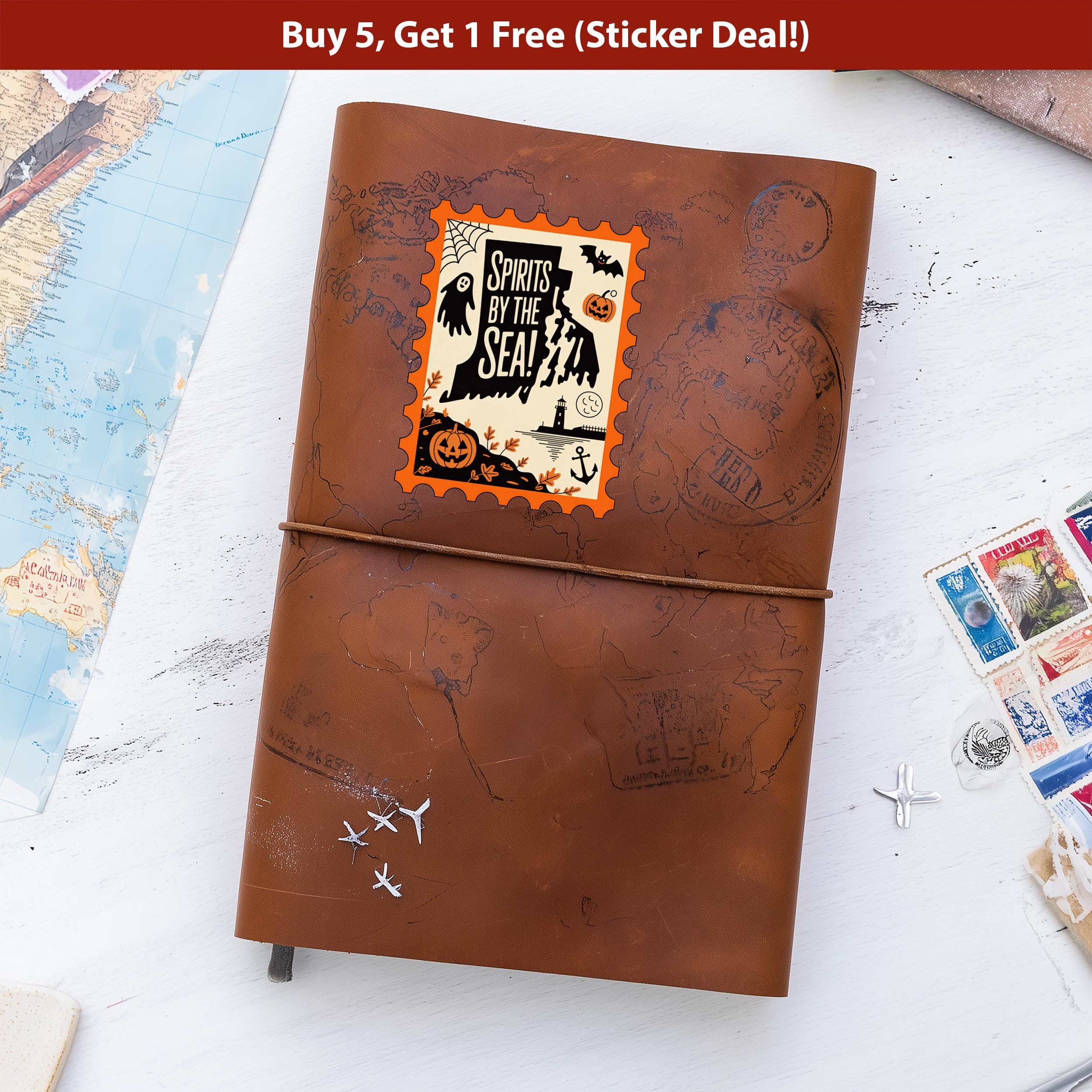 Rhode Island Stamp Halloween Sticker, Spooky USA Kiss-Cut Vinyl, Waterproof Decal, United States Travel