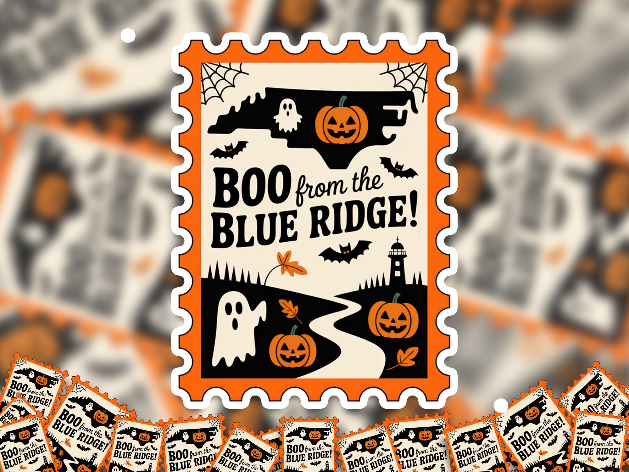 North Carolina Stamp Halloween Sticker, Spooky USA Kiss-Cut Vinyl, Waterproof Decal, United States Travel