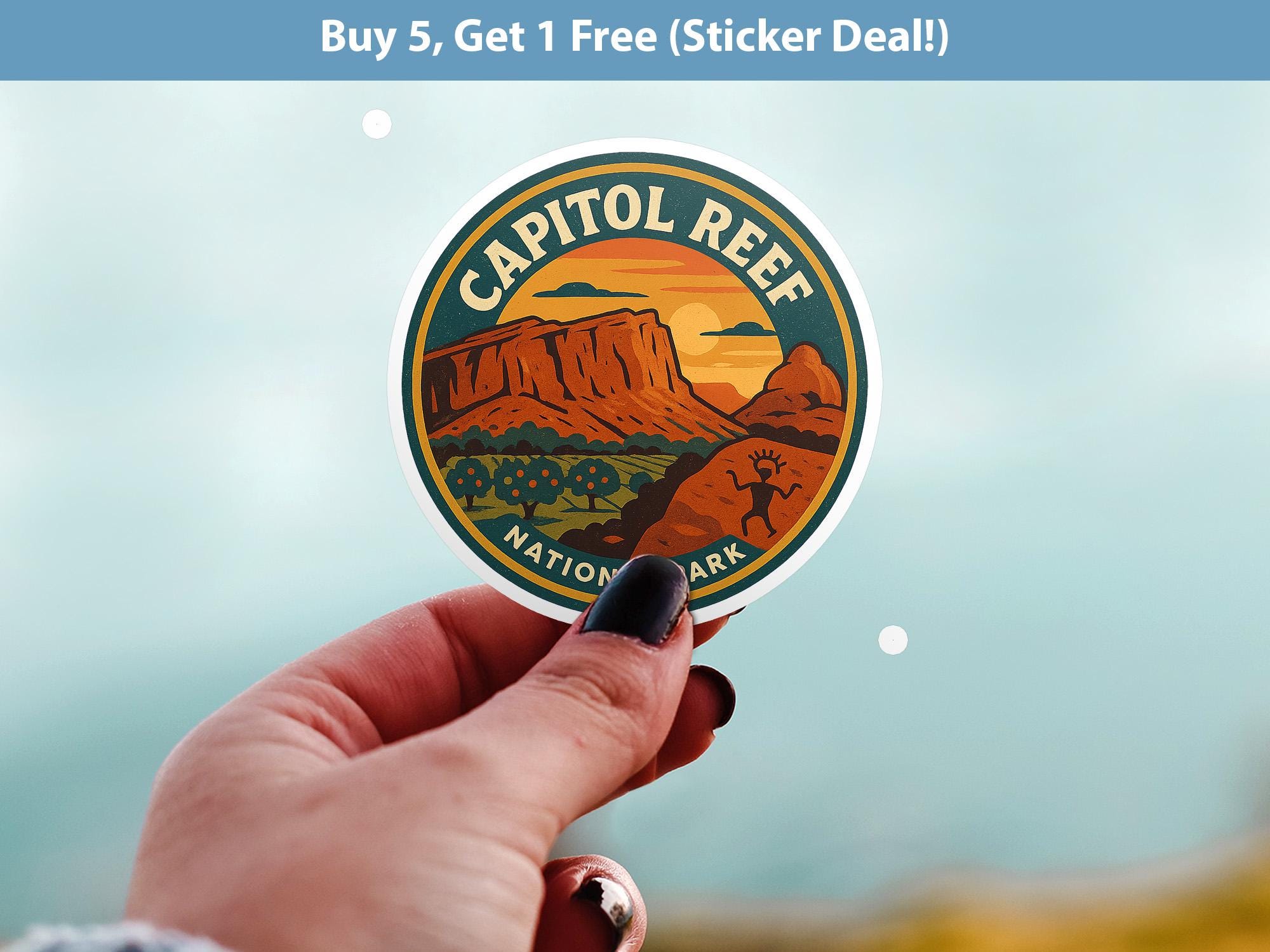 Capitol Reef National Park Sticker, Retro Vinyl Waterproof Decal, Vintage USA Travel Collection