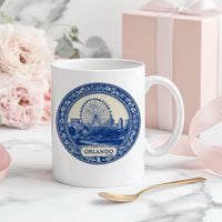 Orlando Florida Mug, Custom Delft Style cup, Personalized Vintage Travel City Gift