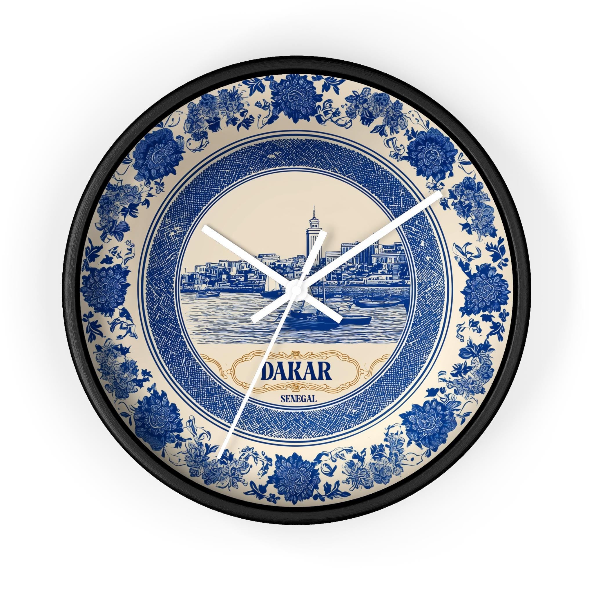 Dakar Senegal Wall Clock, Delf style Home Decor, Vintage City Travel Keepsake Art