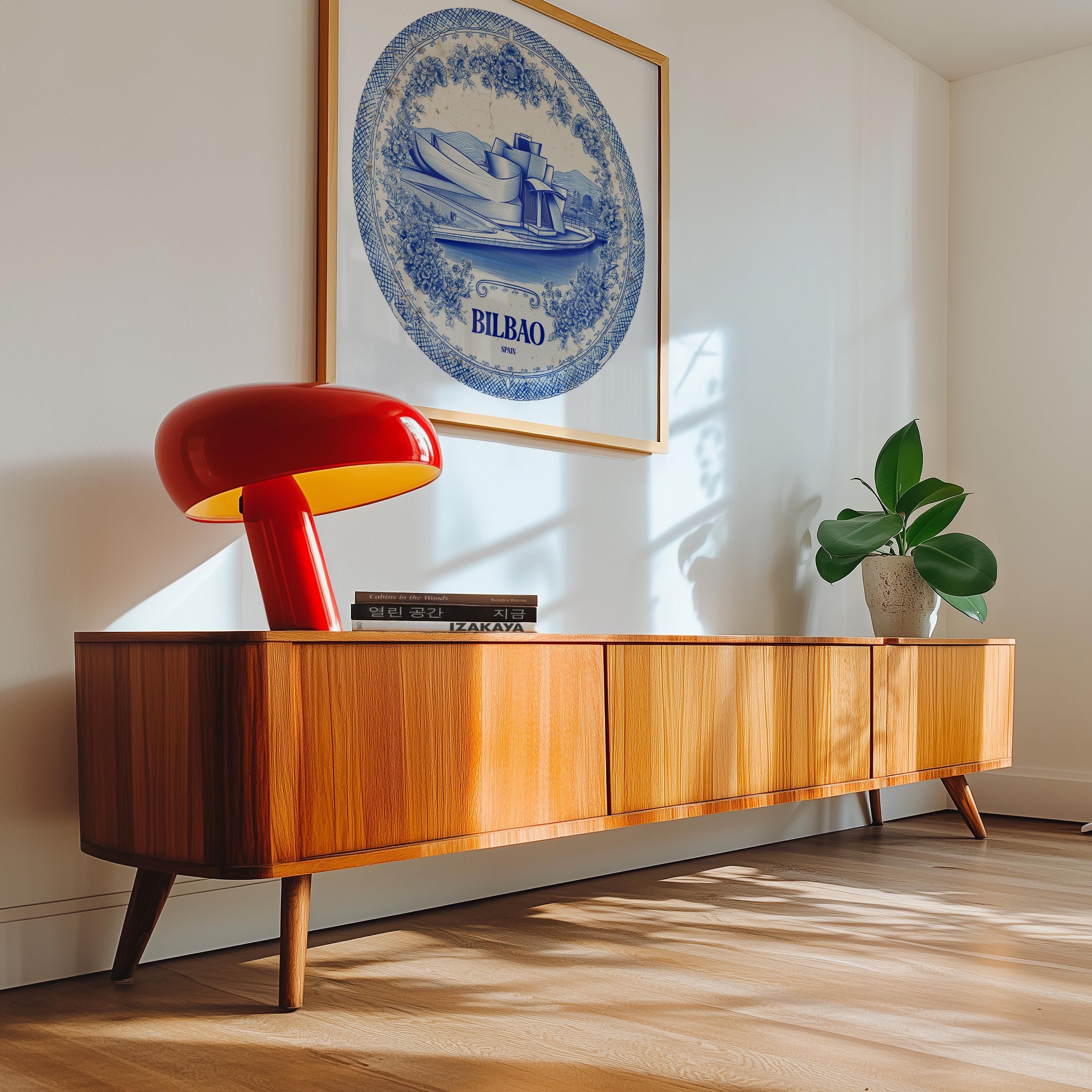 Bilbao Spain Wall Art, Vintage Delft Blue Poster, City Print, Travel Home Decor