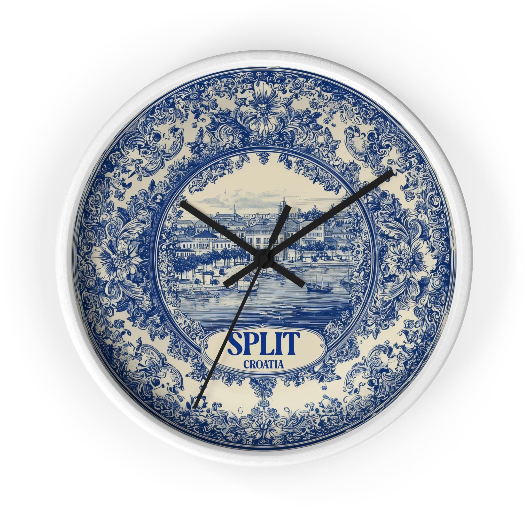 Split Croatia Wall Clock, Delf style Home Decor, Vintage City Travel Keepsake Art