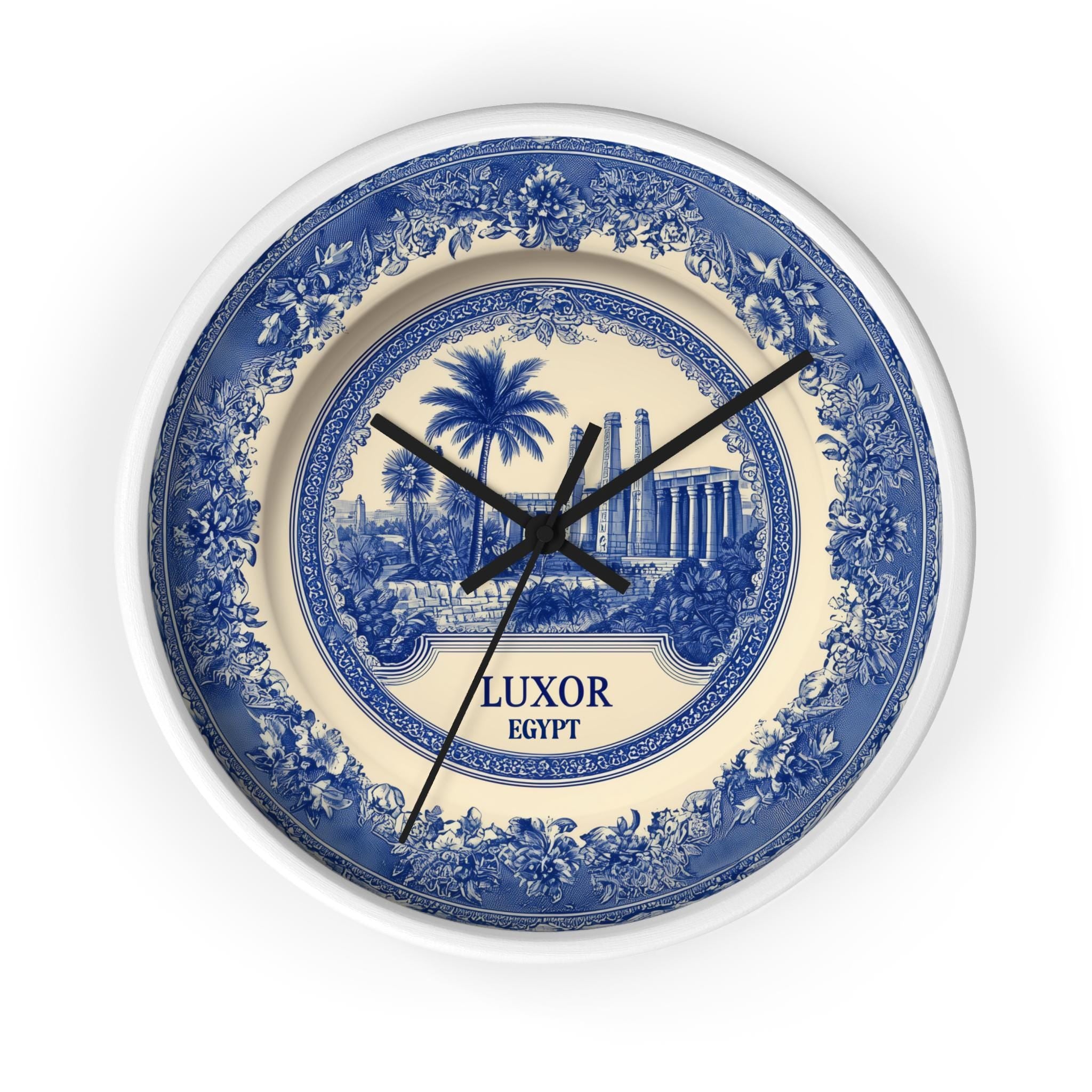 Luxor Egypt Wall Clock, Delf style Home Decor, Vintage City Travel Keepsake Art
