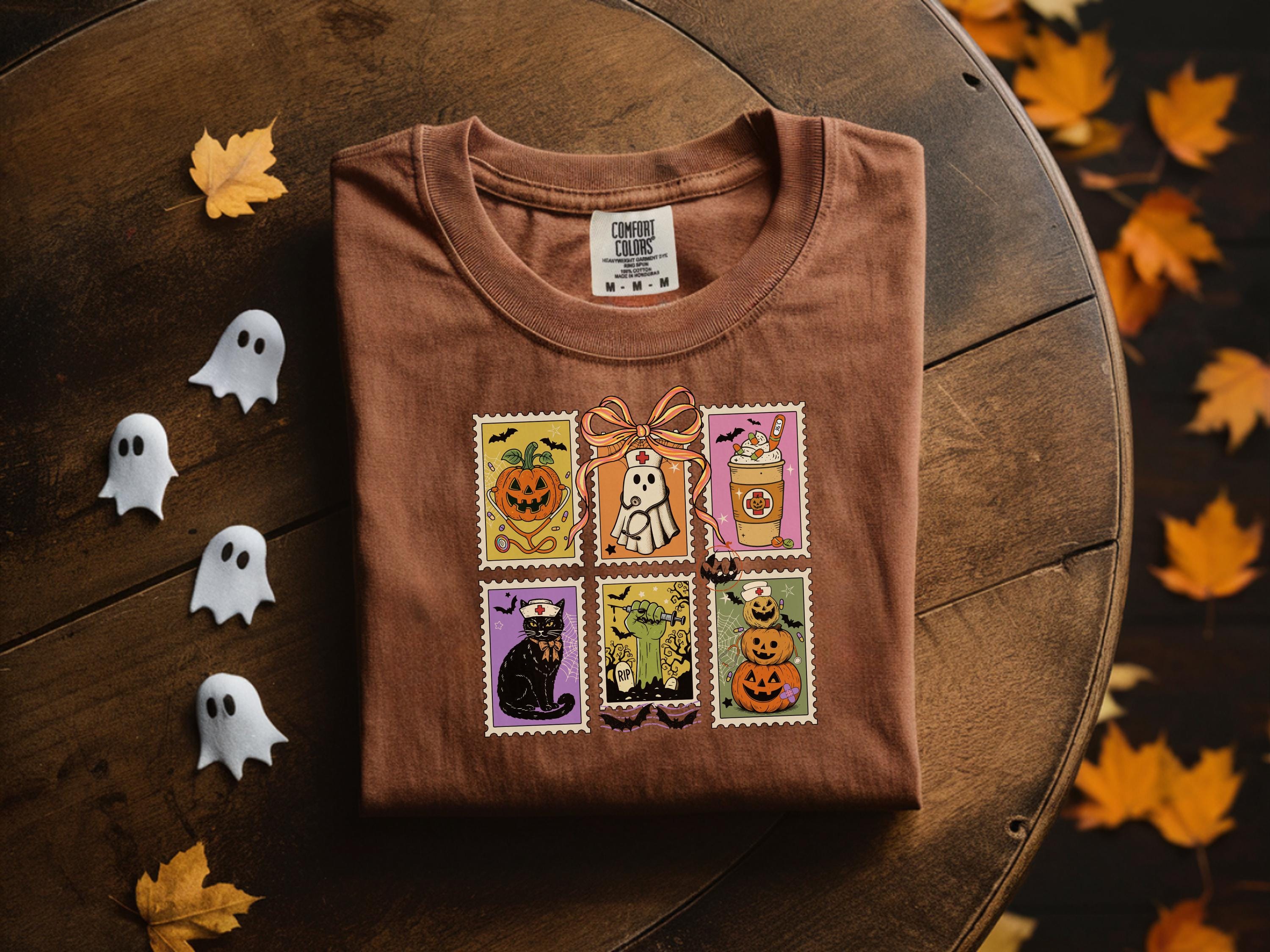 Halloween Nurse Shirt, Spooky Tarot Card RN Sweatshirt, Witchy Pumpkin Ghost Cat Design, Cute Fall Medical Top, Gift for Nurse, RN Apparel