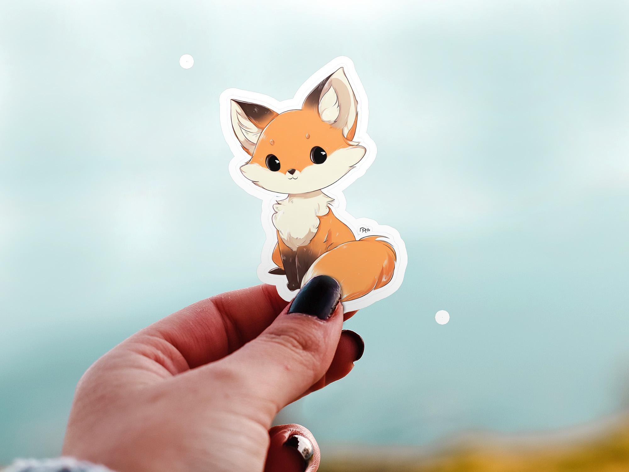 Kawaii Fox Sticker: Waterproof Vinyl Decal for Laptop, Tumbler
