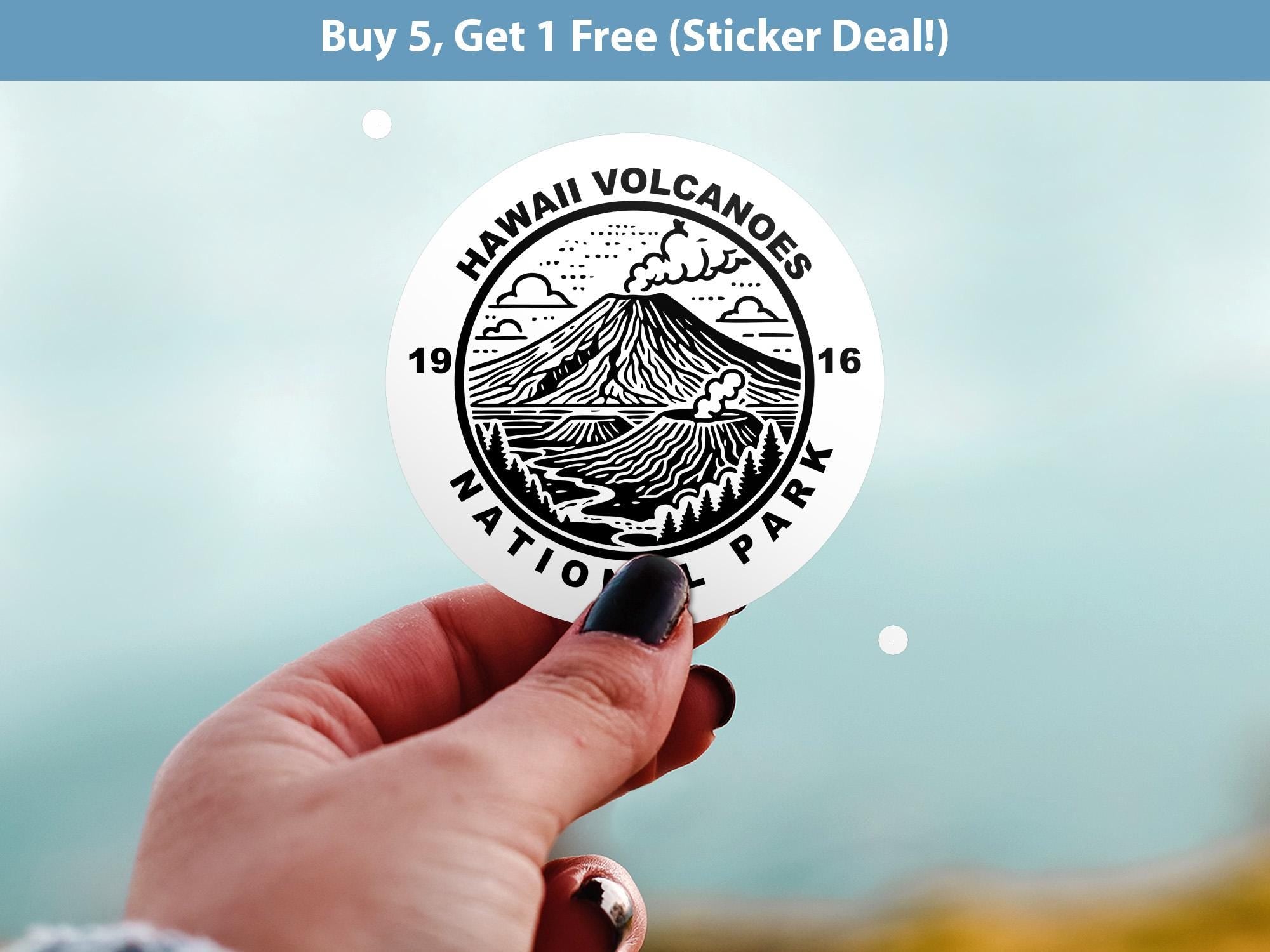 Hawaii Volcanoes National Park Sticker, Kiss-Cut Vinyl, Waterproof USA Decal Badge Collection
