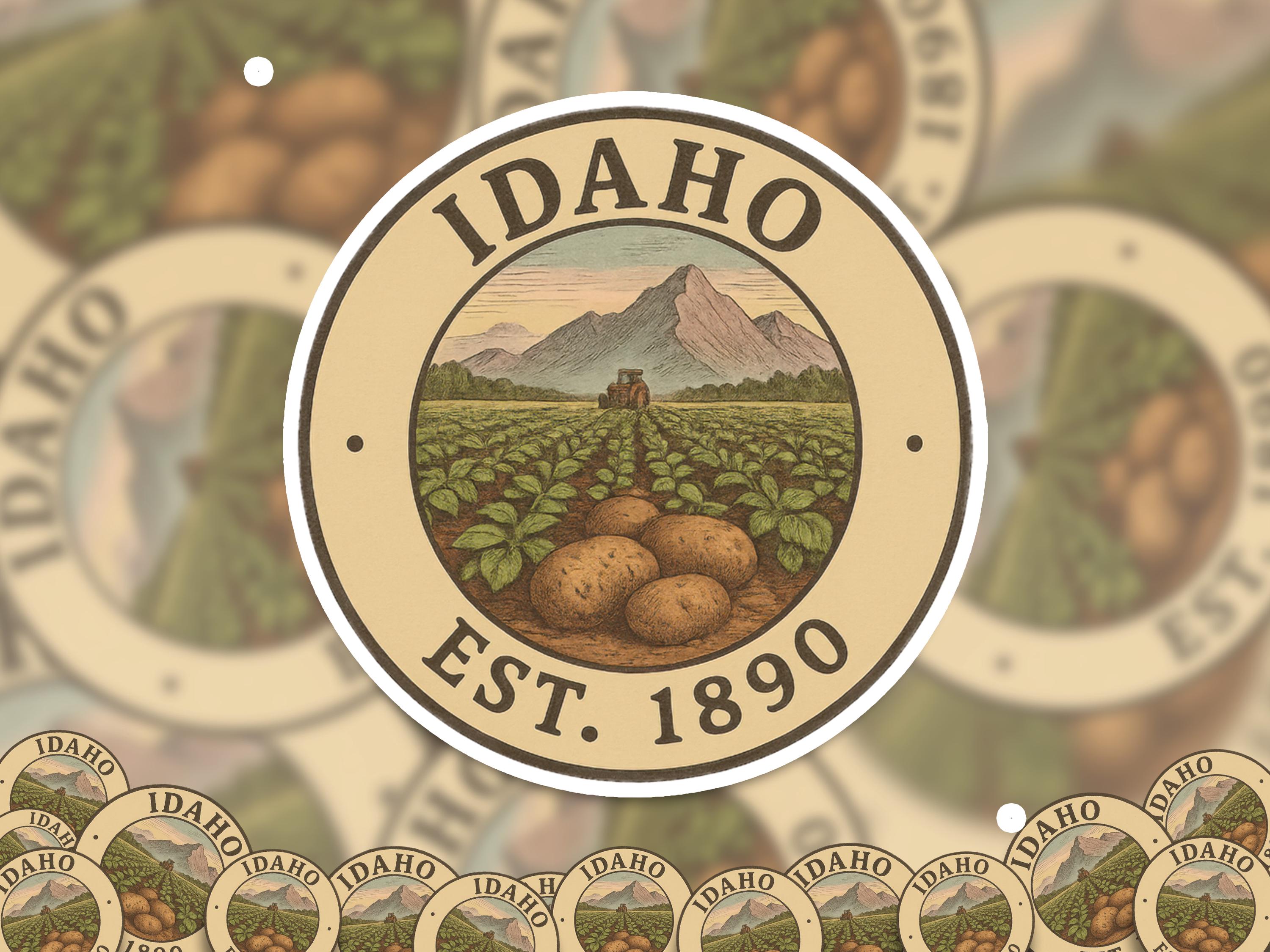 Idaho Sticker, Vintage US States Retro Decal, Waterproof Retro Travel Collection for Laptop Tumbler
