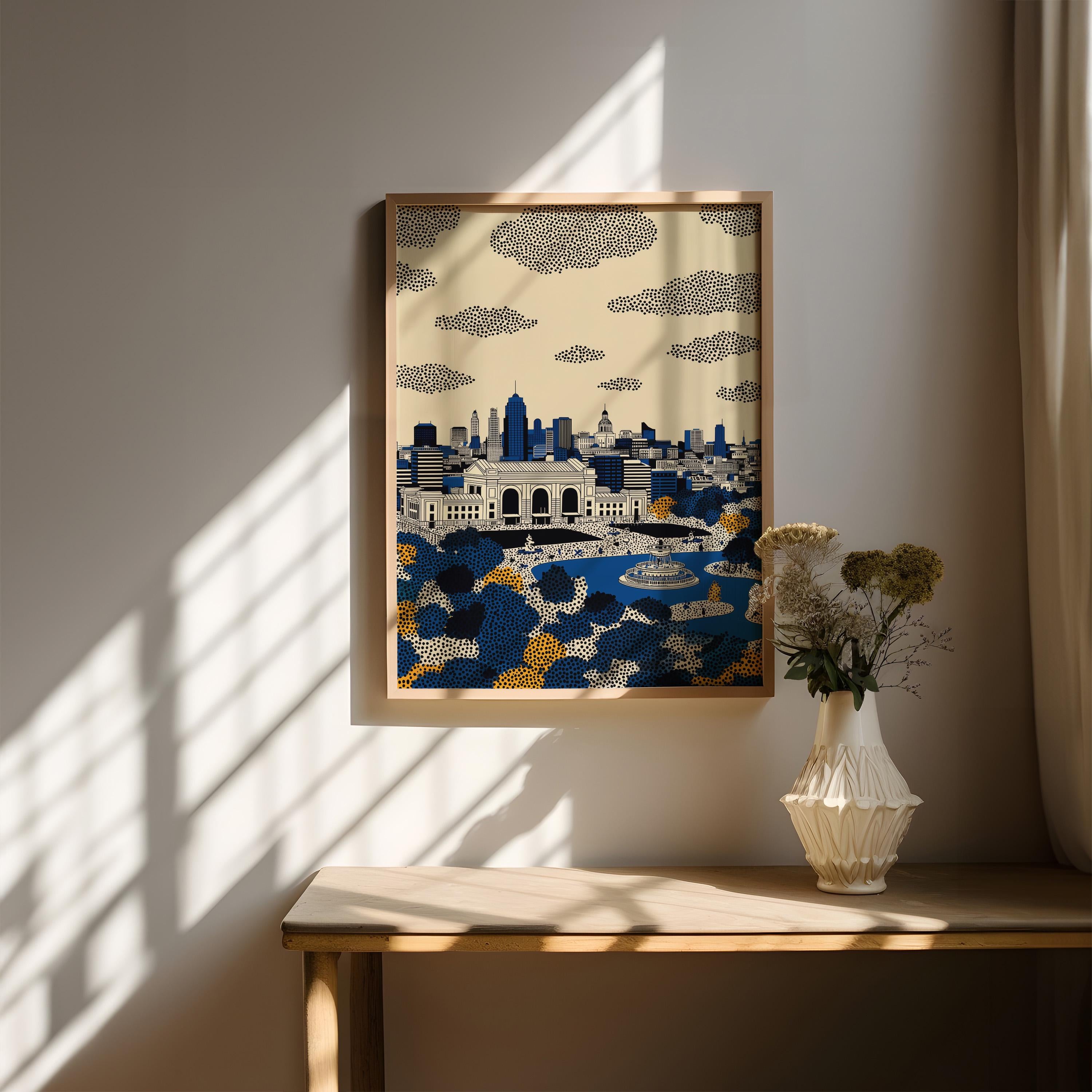 Kansas City Missouri Wall Art Print, Pop Art Modern Large Size Poster Travel Gift Canvas