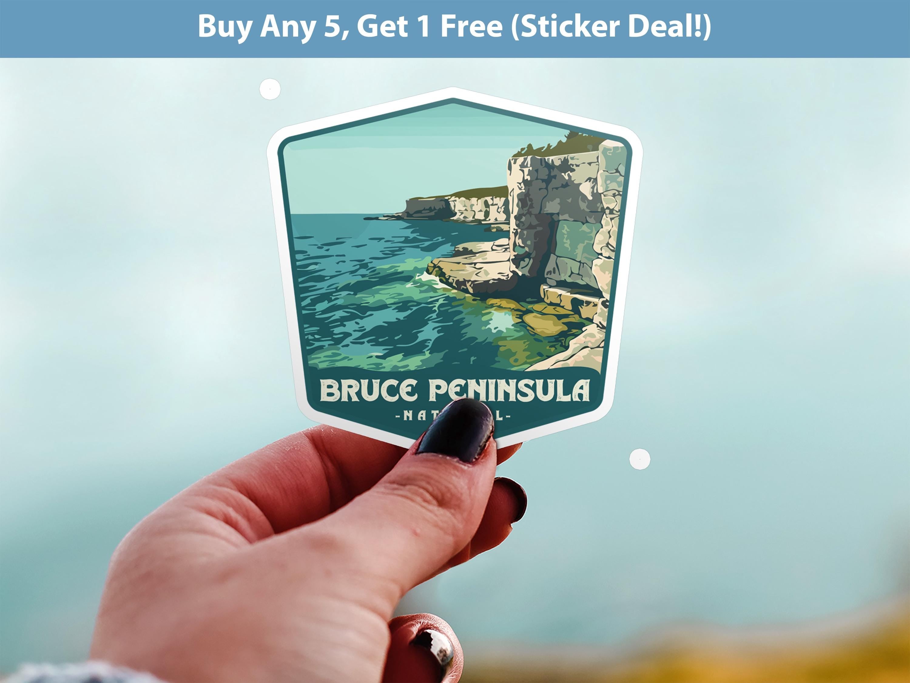 Bruce Peninsula National Park Sticker, Vinyl Canada Ontario, Retro Water Bottle Decal Hiking