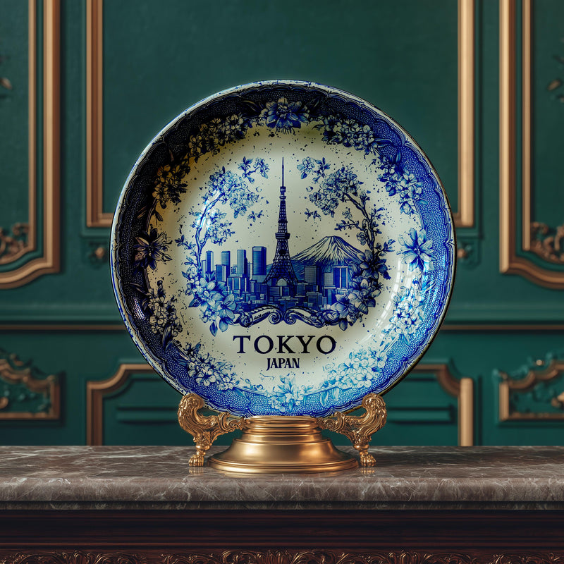 Tokyo Decorative Plate, Delft Vintage Home Decor Japan Personalized Gift Travel Housewarming Japanese gift