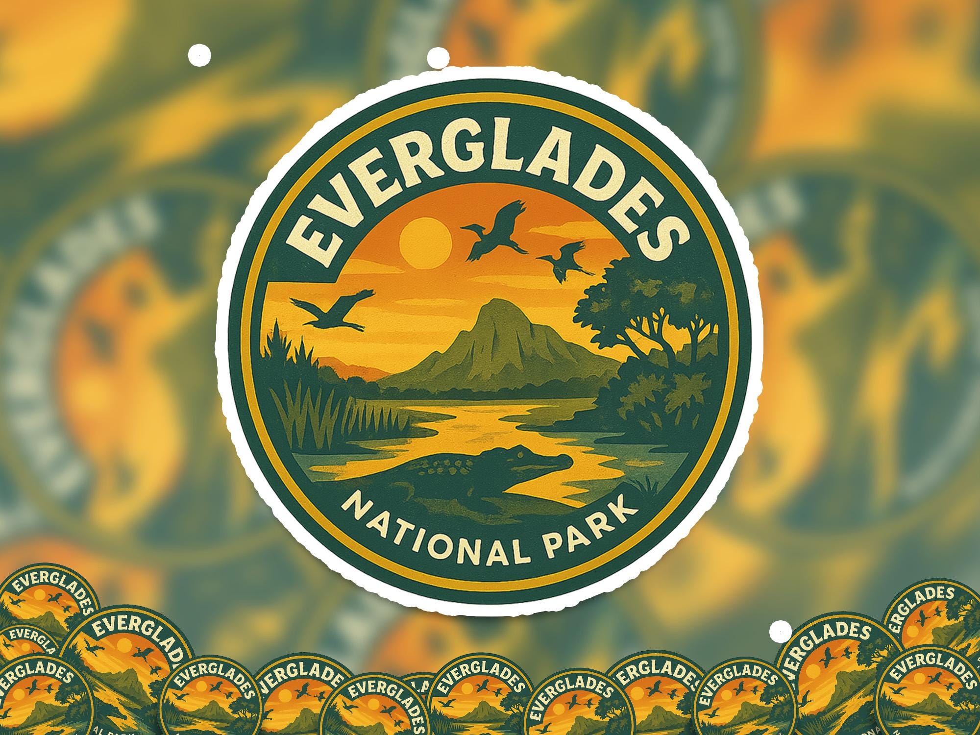 Everglades National Park Sticker Kiss-Cut Vinyl, Waterproof Decal, Retro Travel Lover Collection