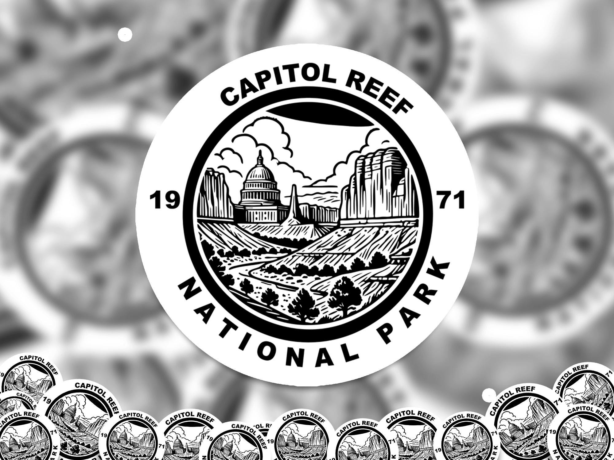 Capitol Reef National Park Sticker, Kiss-Cut Vinyl, Waterproof USA Decal Badge Collection