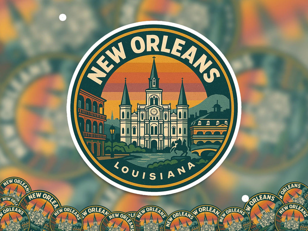 New Orleans Louisiana Kiss-Cut Vinyl, Waterproof Decal, Retro Travel Lover Collection