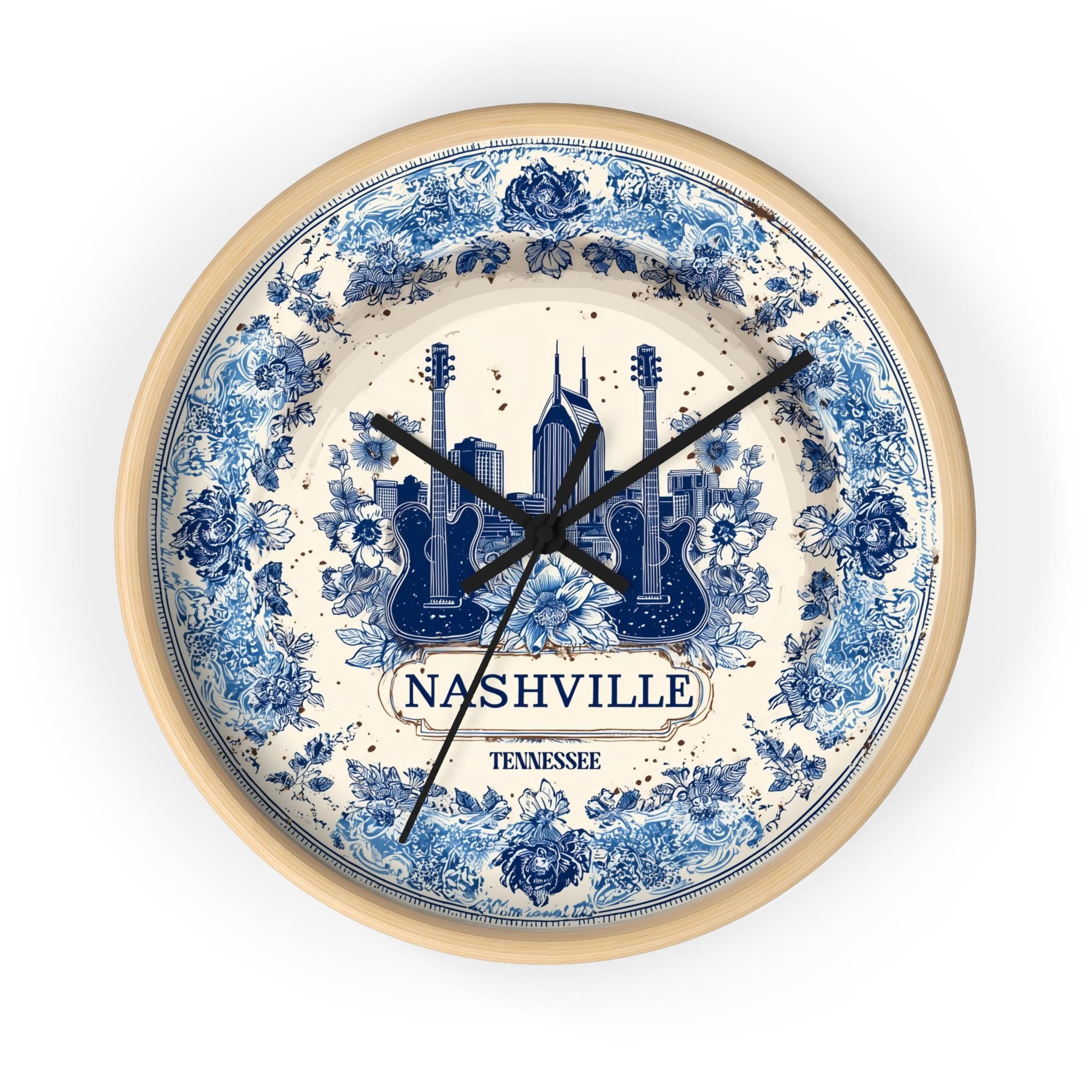 Nashville Tennessee Wall Clock, Delf style Home Decor, Vintage City Travel Keepsake Art