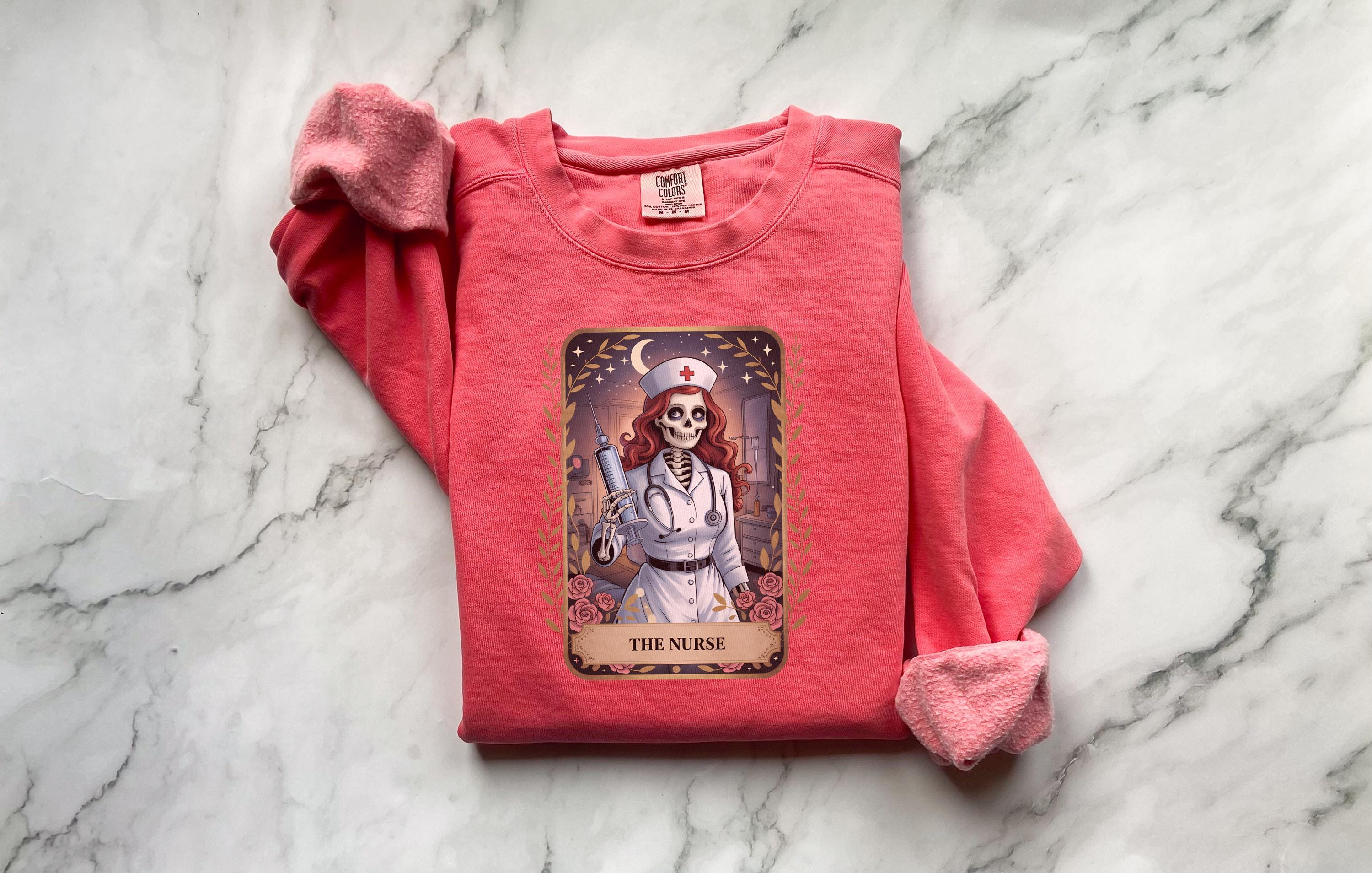 Skeleton Nurse Graphic Shirt for halloween, Spooky Nurse Tee, Halloween RN Sweatshirt, Halloween Shirt Gift for nurse