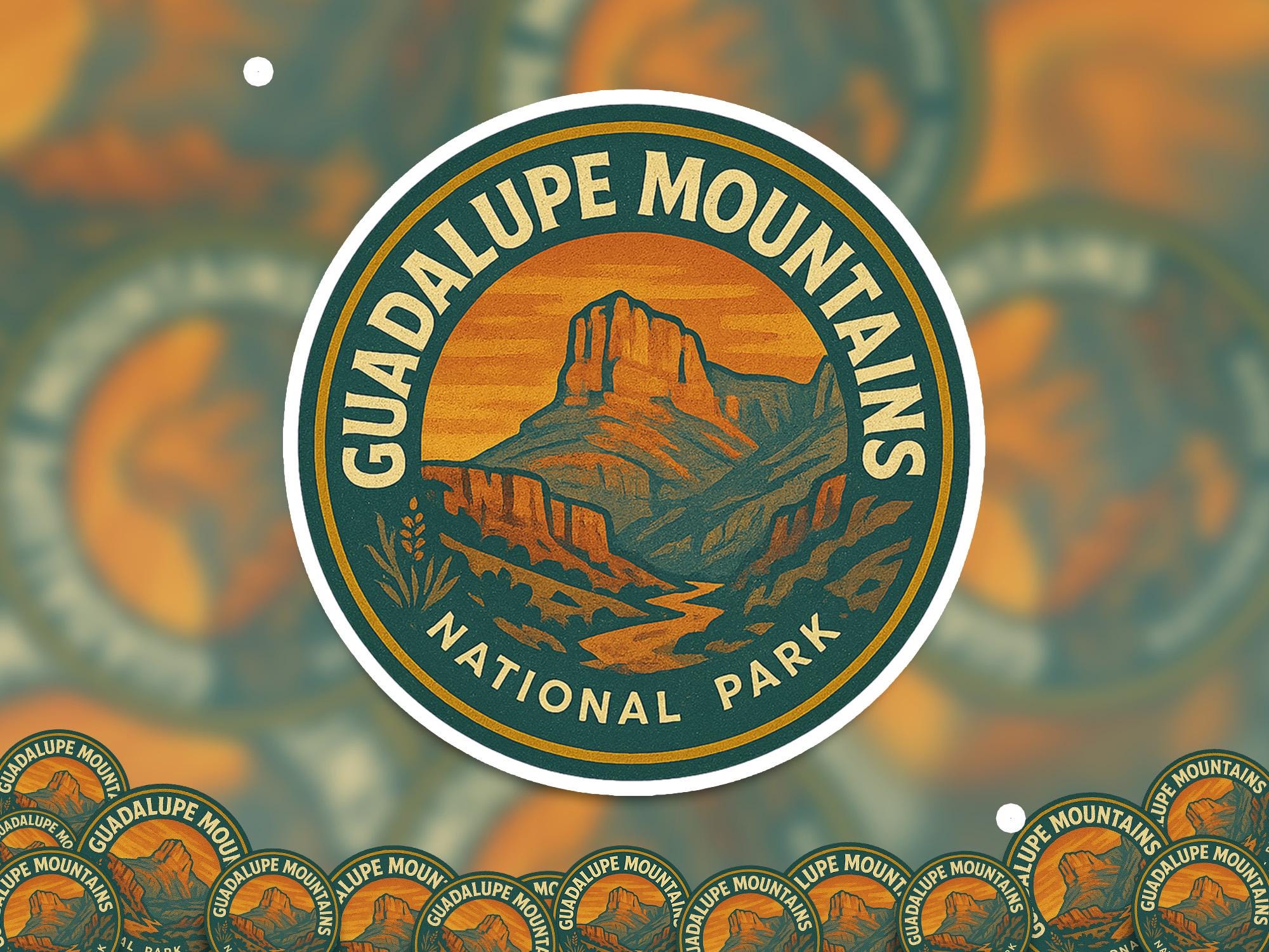 Guadalupe Mountain National Park Sticker, Retro Vinyl Waterproof Decal, Vintage USA Travel Collection