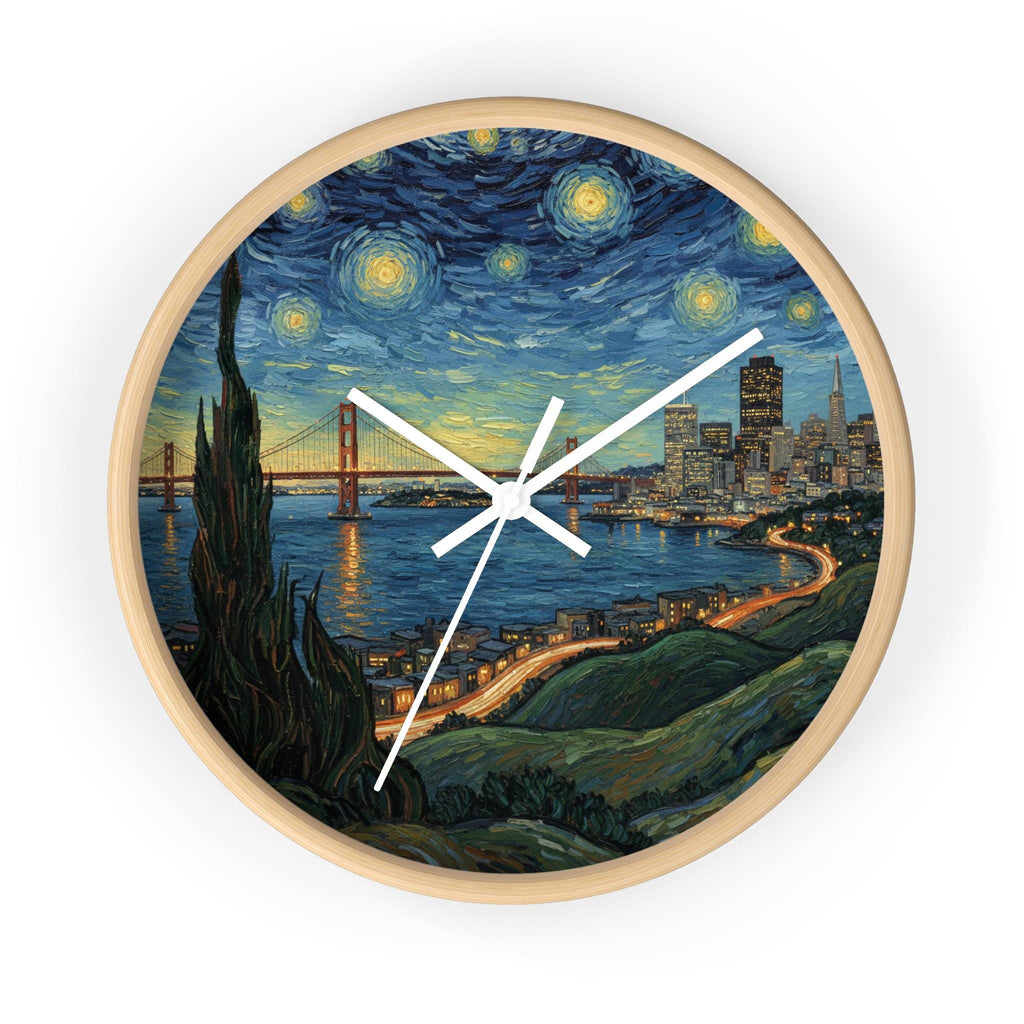 San Francisco California Wall Clock Vintage Van Gogh Starry Night Home Gift