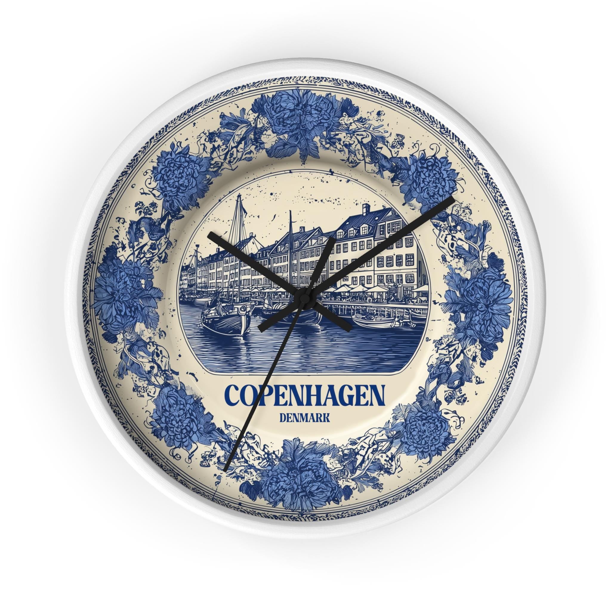 Copenhagen Denmark Wall Clock, Delf style Home Decor, Vintage City Travel Keepsake Art