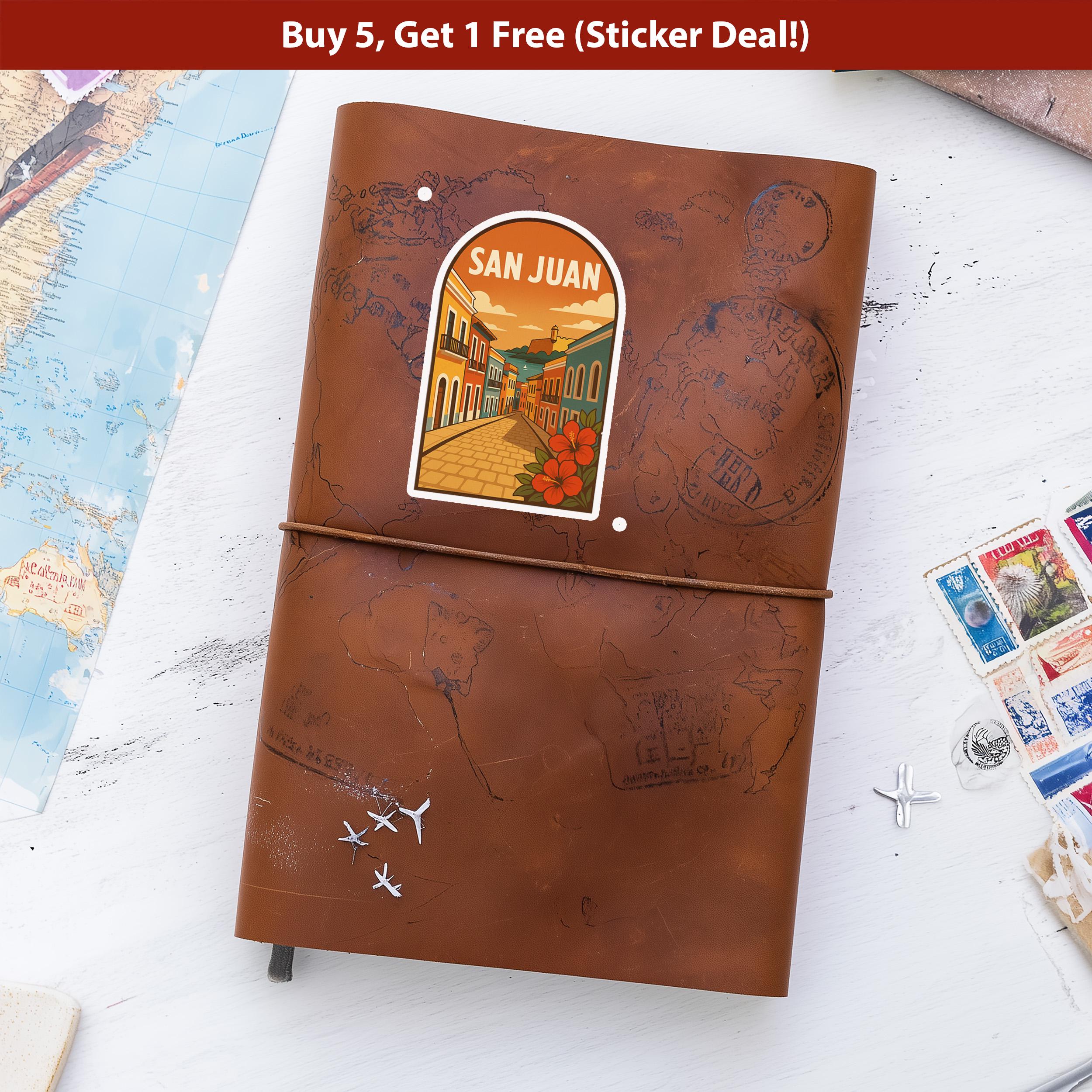 San Juan Puerto Rico Sticker, Vintage City Vinyl Decal, Retro Travel Lover Collection, Journal Scrapbook