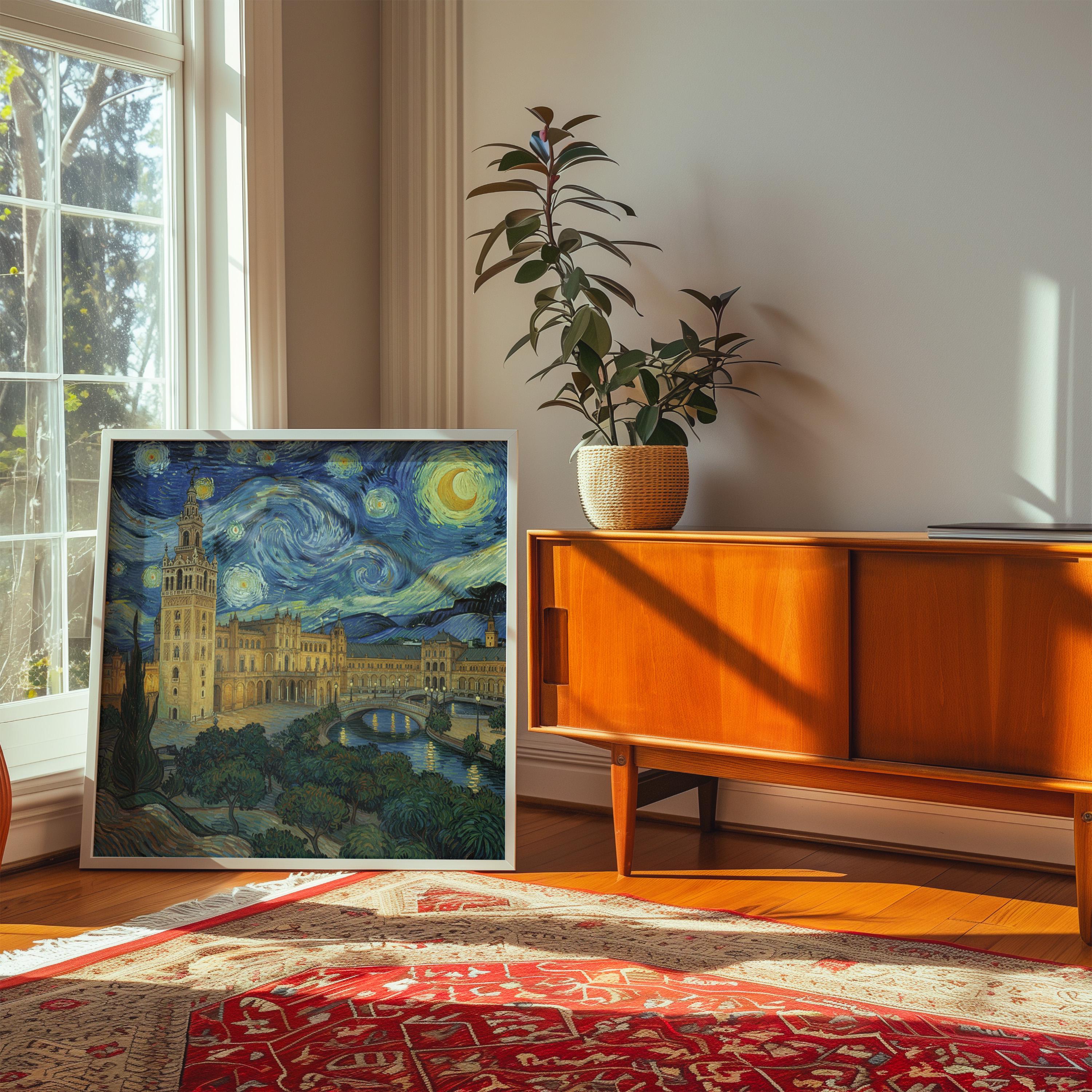 Seville Spain Starry Night Wall Art, Van Gogh Print, Travel Gift Home Decor