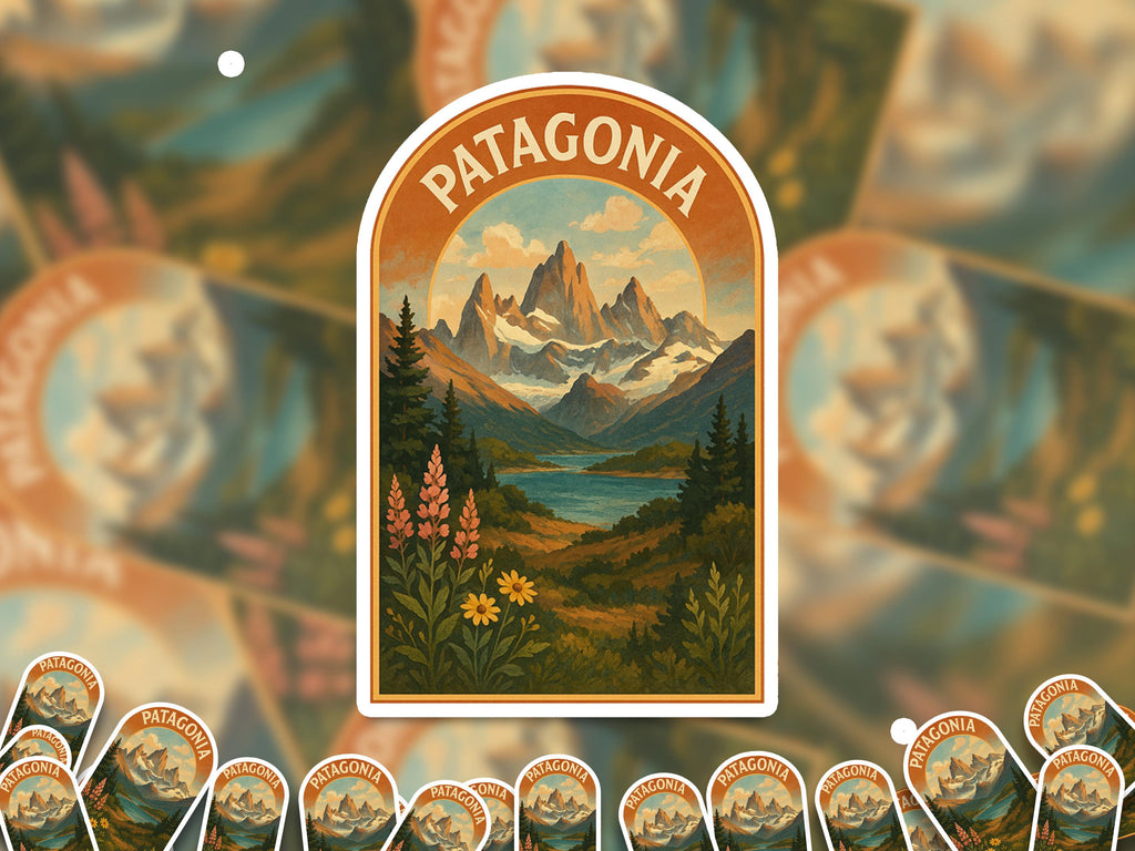 Patagonia Sticker, Chile Vintage City Vinyl Decal, Retro Travel Lover Collection, Journal Scrapbook