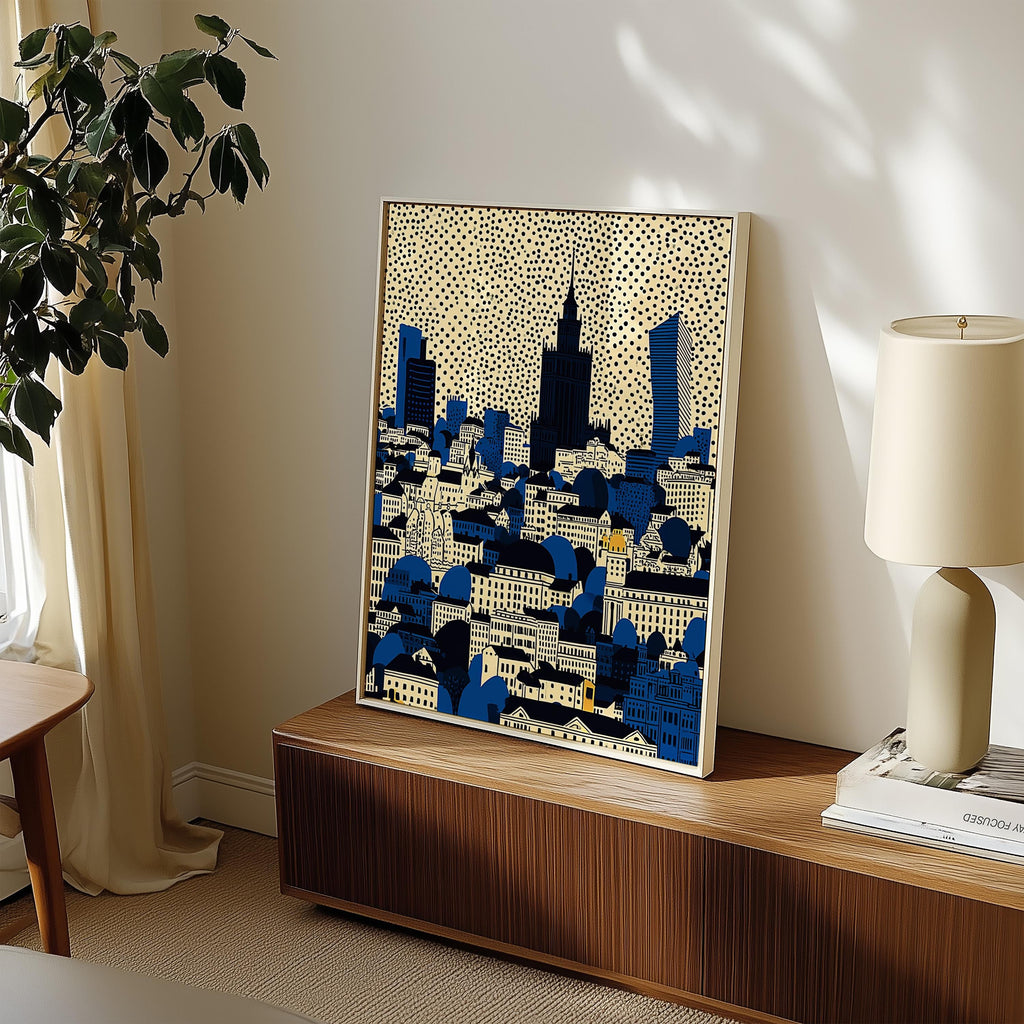 Warsaw Poland Wall Art Print, Pop Art Modern Large Size Poster Travel Gift Canvas