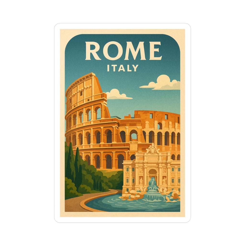 Rome Italy Sticker, Vintage City Vinyl Decal, Retro Travel Lover Collection, Journal Scrapbook