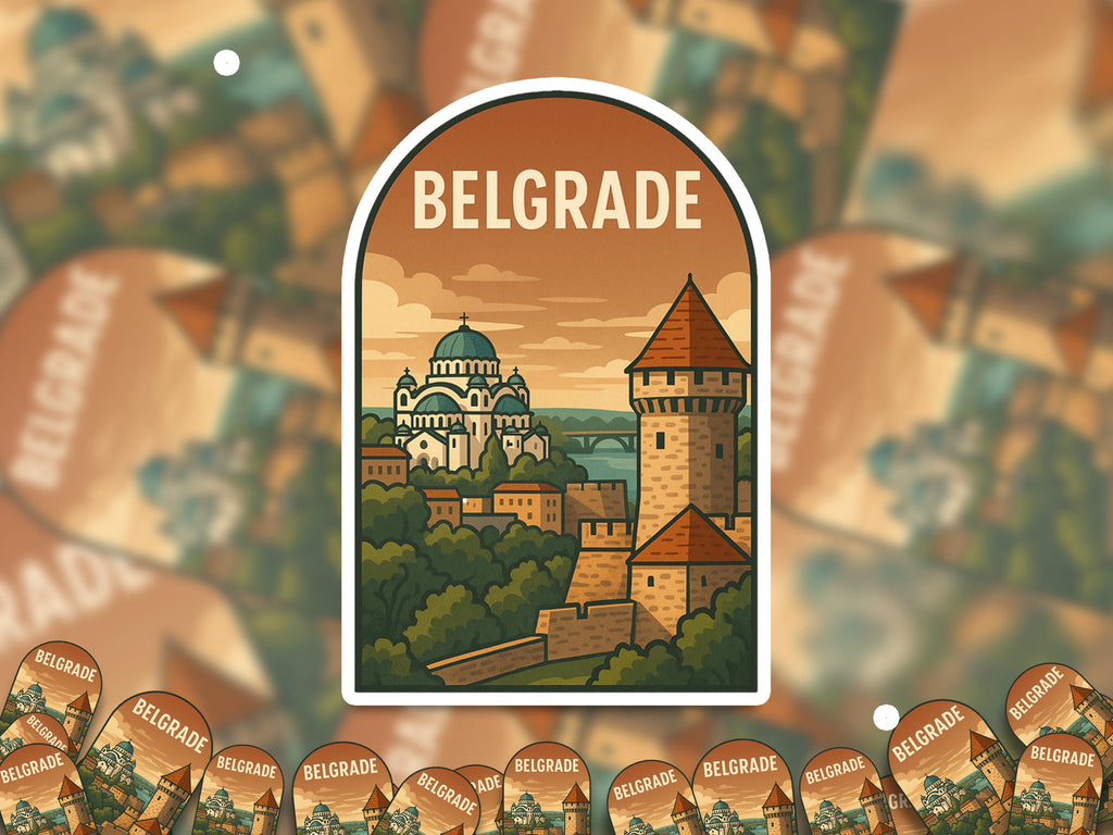 Belgrade Serbia Sticker, Vintage City Vinyl Decal, Retro Travel Lover Collection, Journal Scrapbook