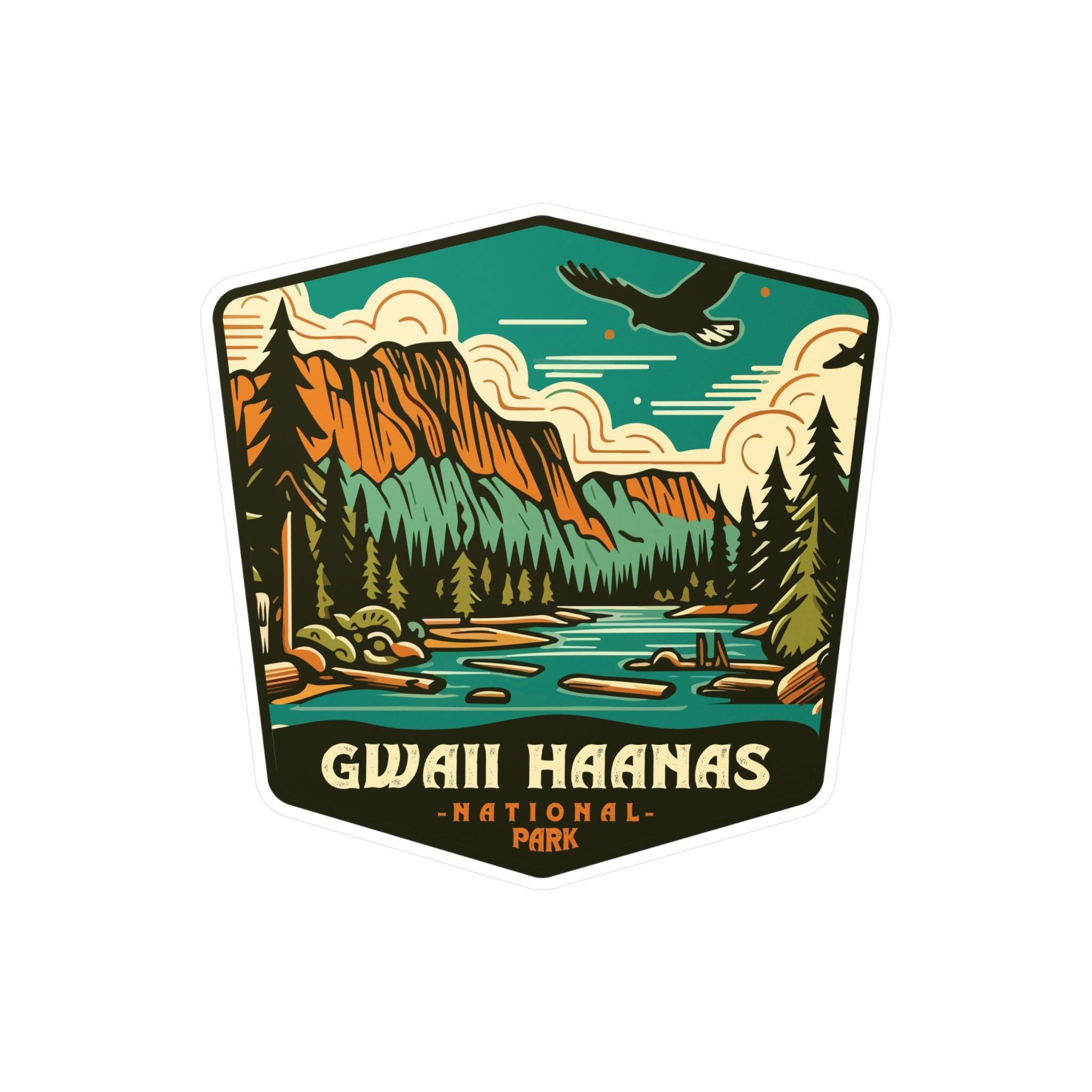 Gwaii Haanas National Park Sticker, Vinyl Canada British Columbia, Retro Water Bottle Decal Hiking