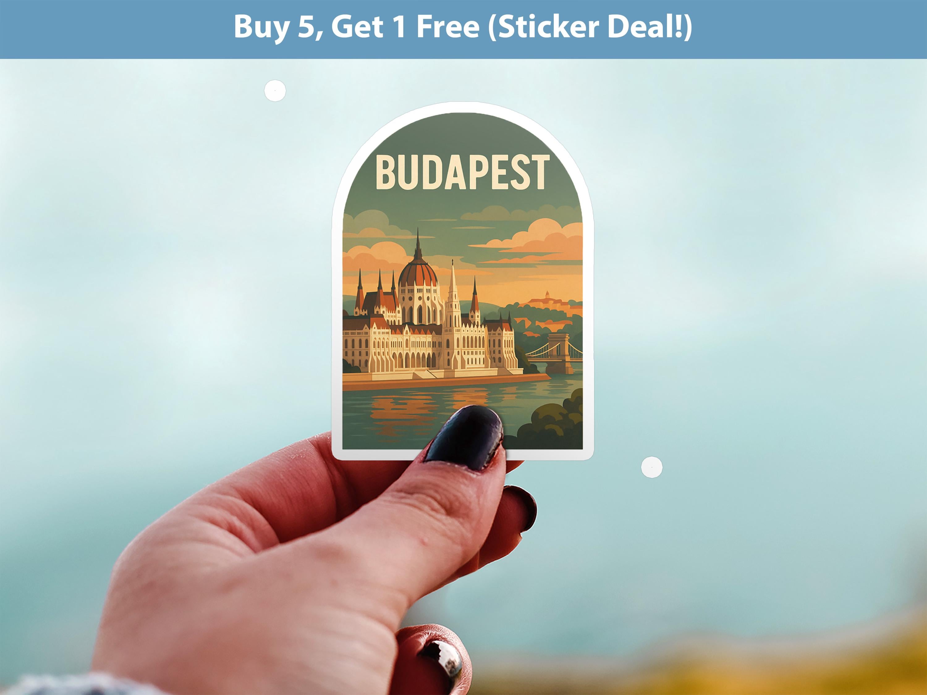 Budapest Hungary Sticker, Vintage City Vinyl Decal, Retro Travel Lover Collection, Journal Scrapbook
