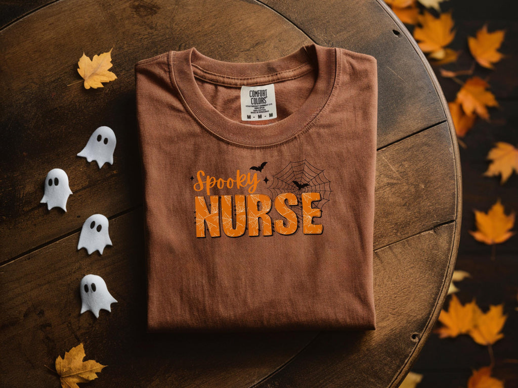 Spooky Nurse Halloween Sweatshirt, Minimalist RN Top with Bats, Cute Fall Medical Apparel, Funny Cozy Autumn Outfit, Unique Gift for Nurse