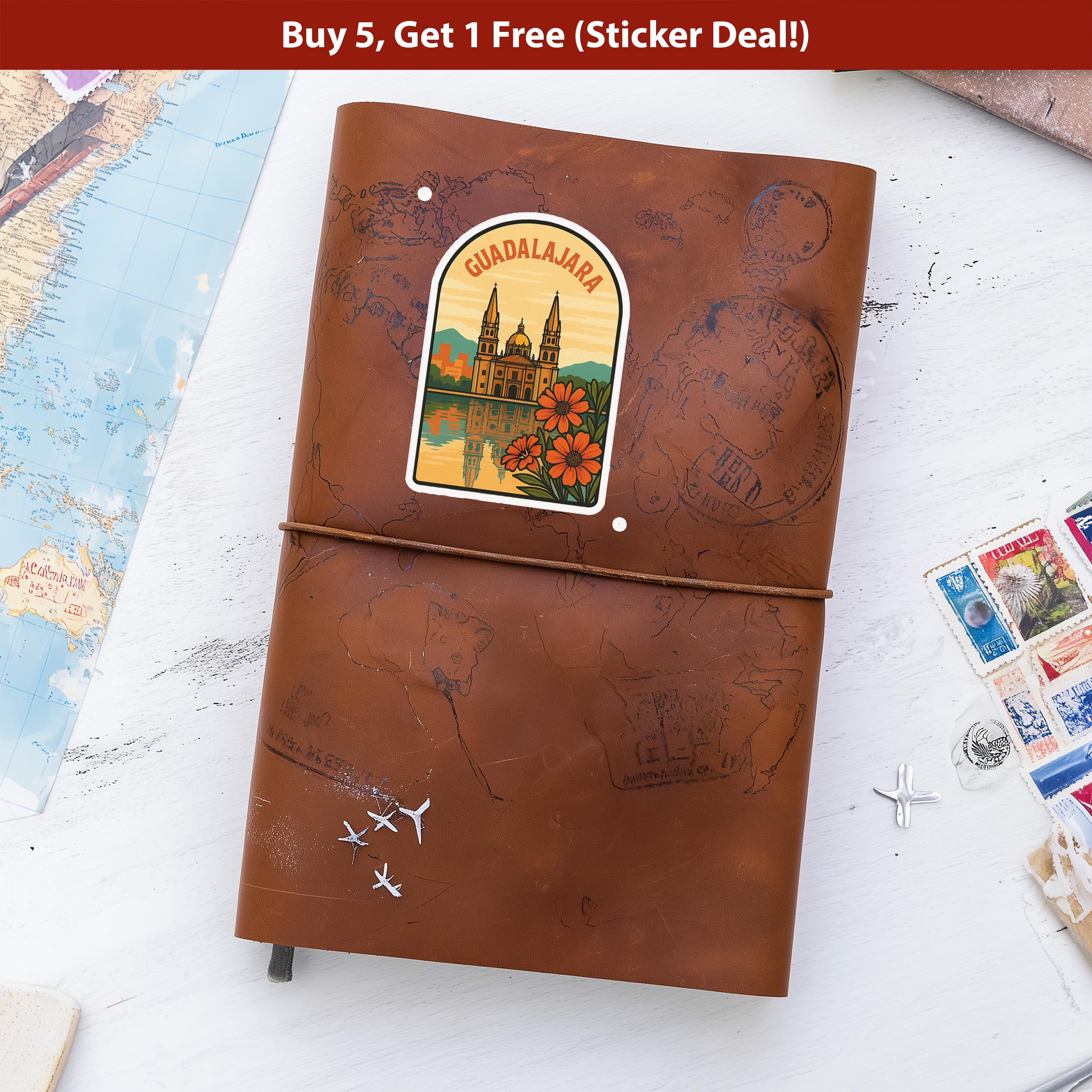 Guadalajara Mexico Sticker, Vintage City Vinyl Decal, Retro Travel Lover Collection, Journal Scrapbook