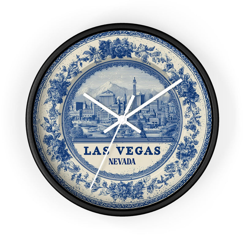 Las Vegas Nevada Wall Clock, Delft style Home Decor, Vintage City Travel Keepsake Art