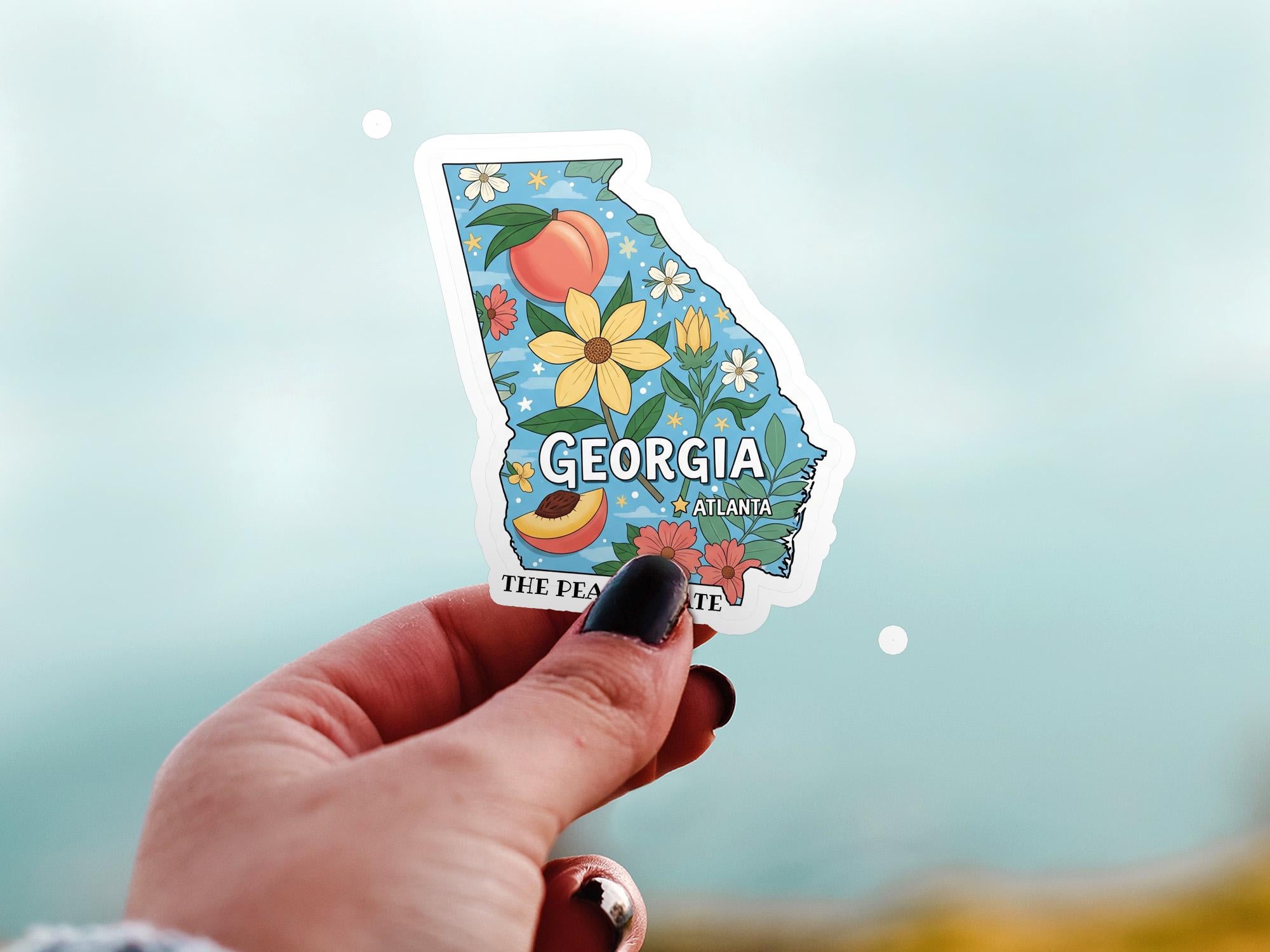 Georgia State Sticker, USA Kiss-Cut Vinyl, Landmark Waterproof Decal, United States Travel Collection