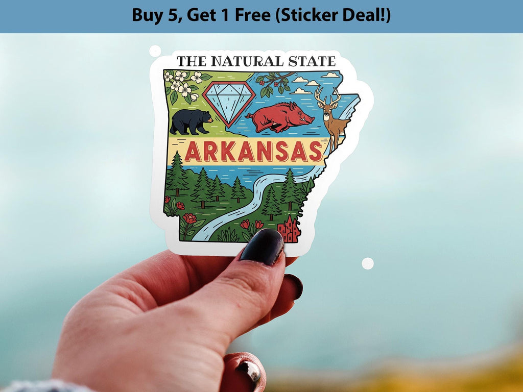 Arkansas State Sticker, USA Kiss-Cut Vinyl, Landmark Waterproof Decal, United States Travel Collection