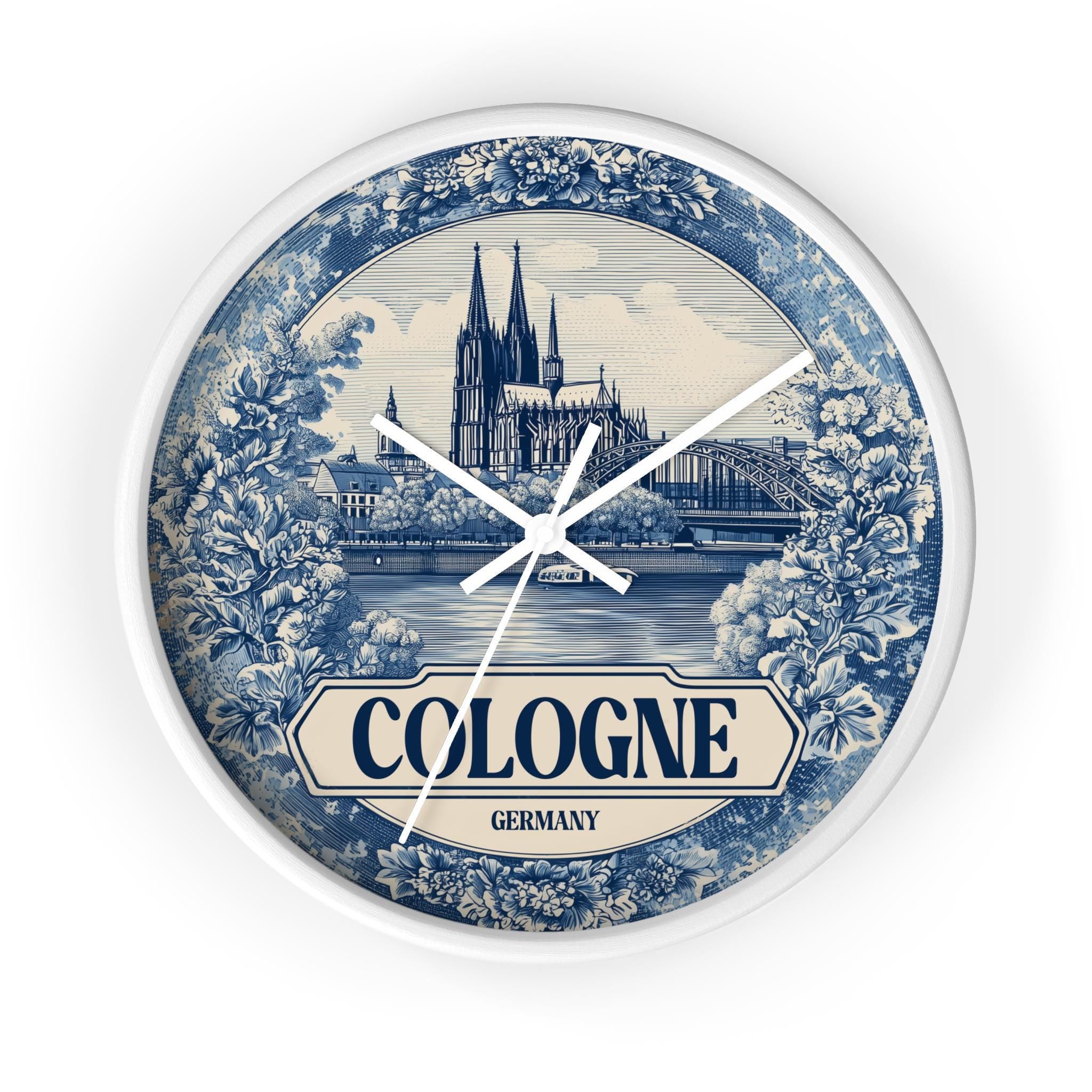 Cologne Germany Wall Clock, Delf style Home Decor, Vintage City Travel Keepsake Art