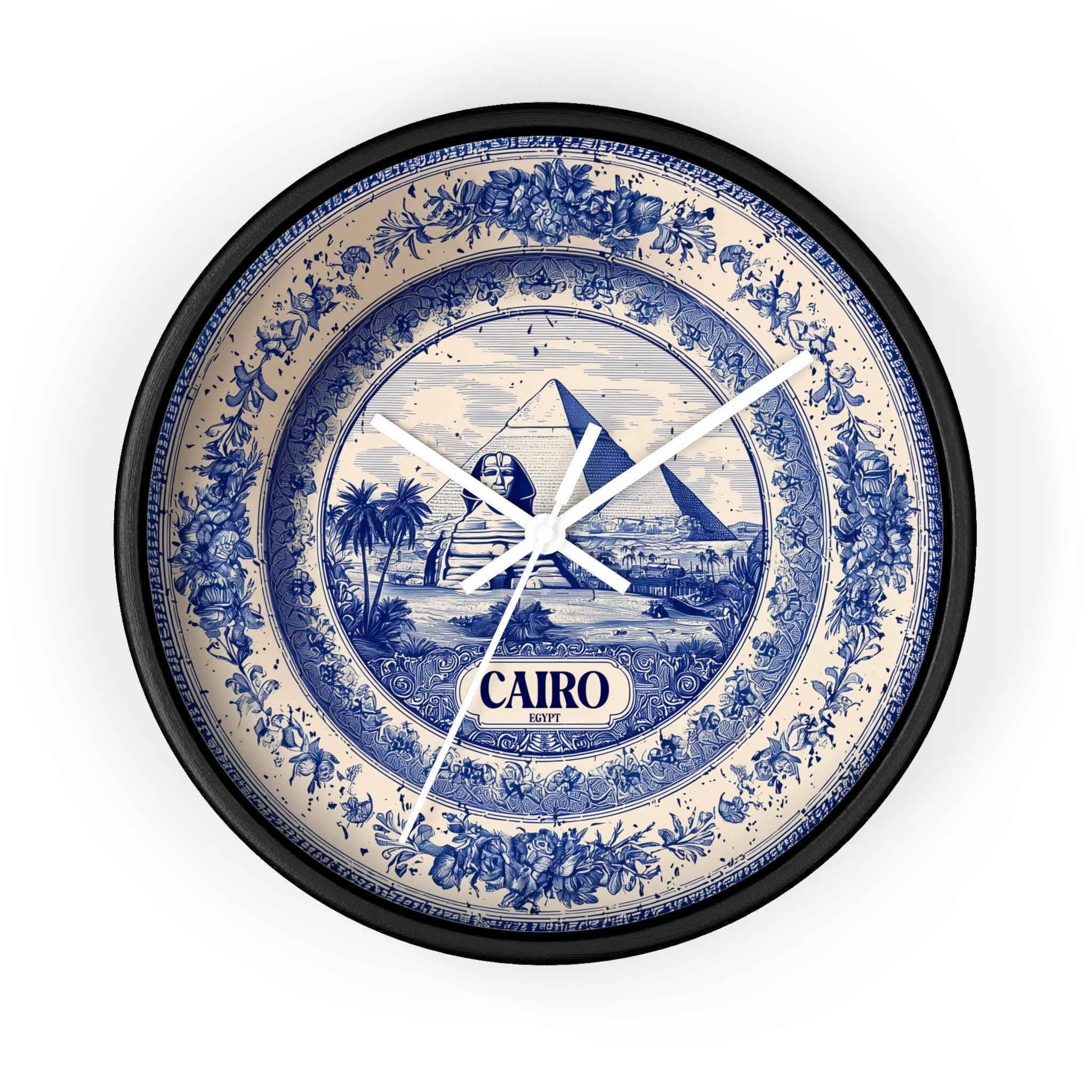 Cairo Egypt Wall Clock, Delf style Home Decor, Vintage City Travel Keepsake Art