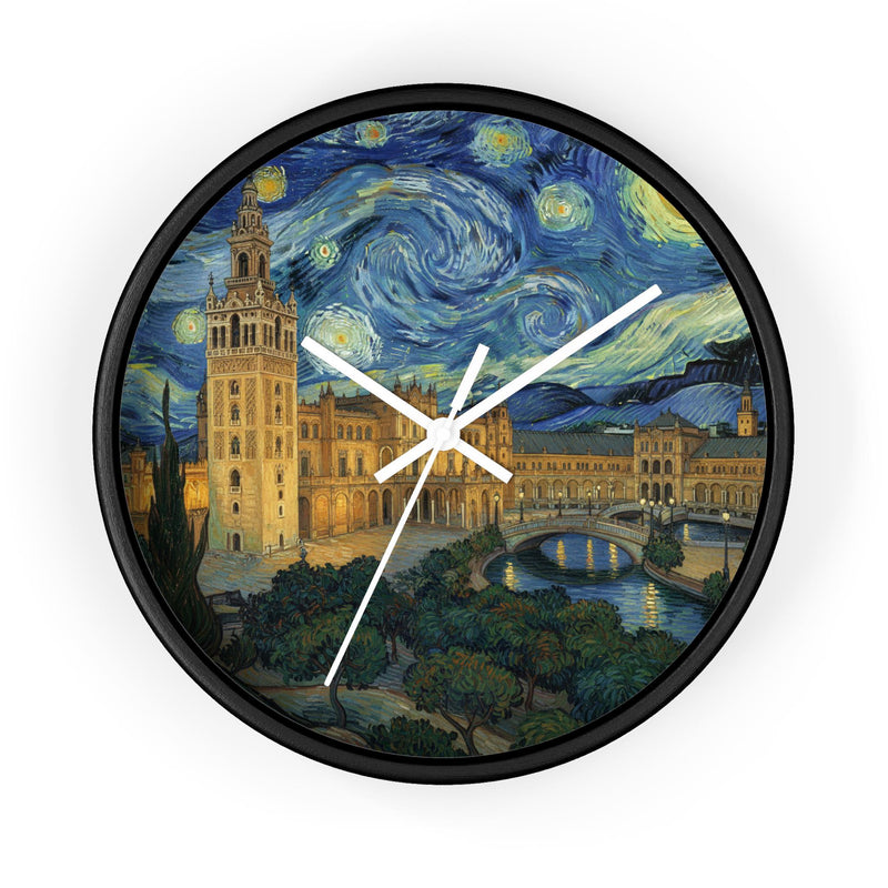 Seville Spain Wall Clock Vintage Van Gogh Starry Night Home Gift