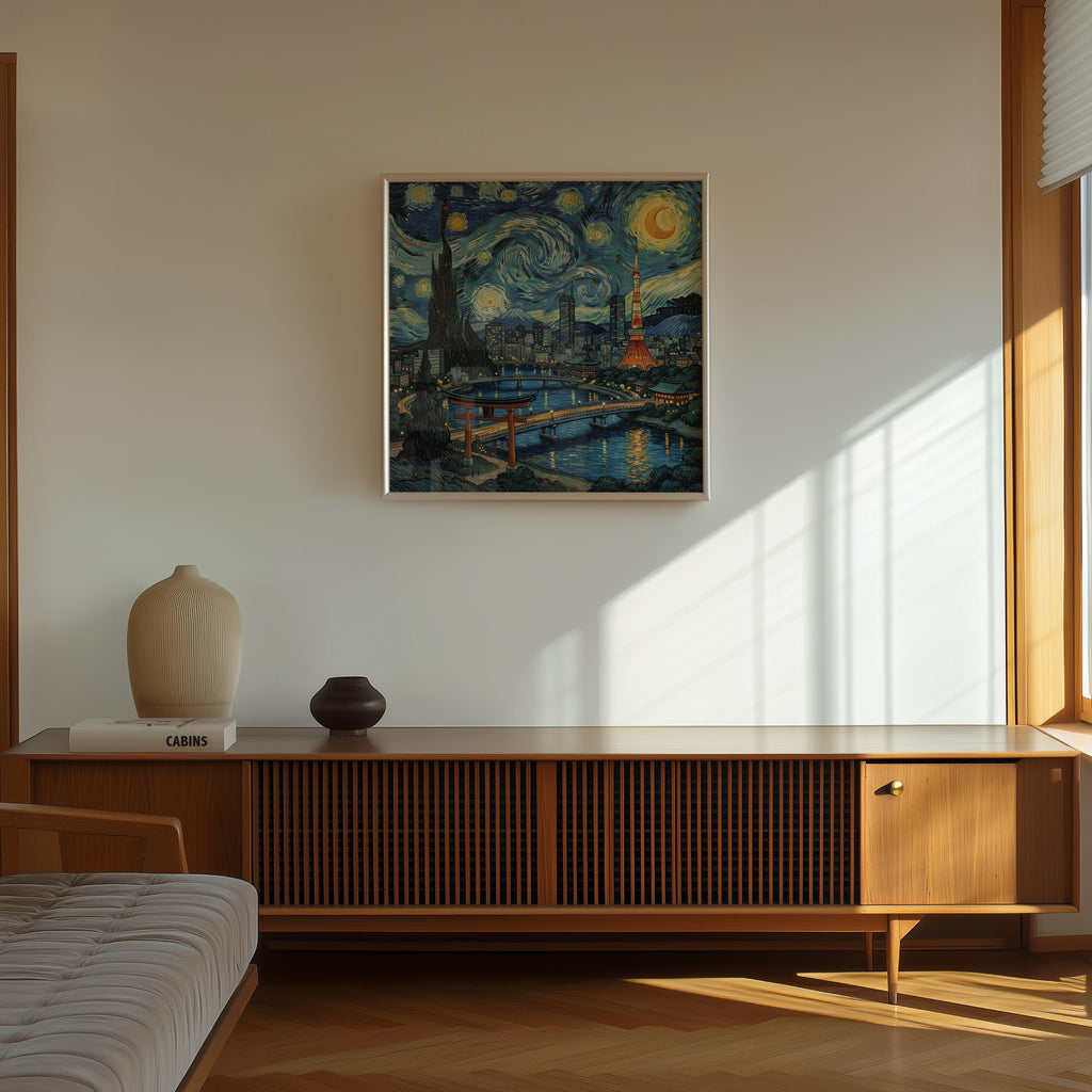 Tokyo Japan Starry Night Wall Art, Print, Japanese Travel Gift Home Decor