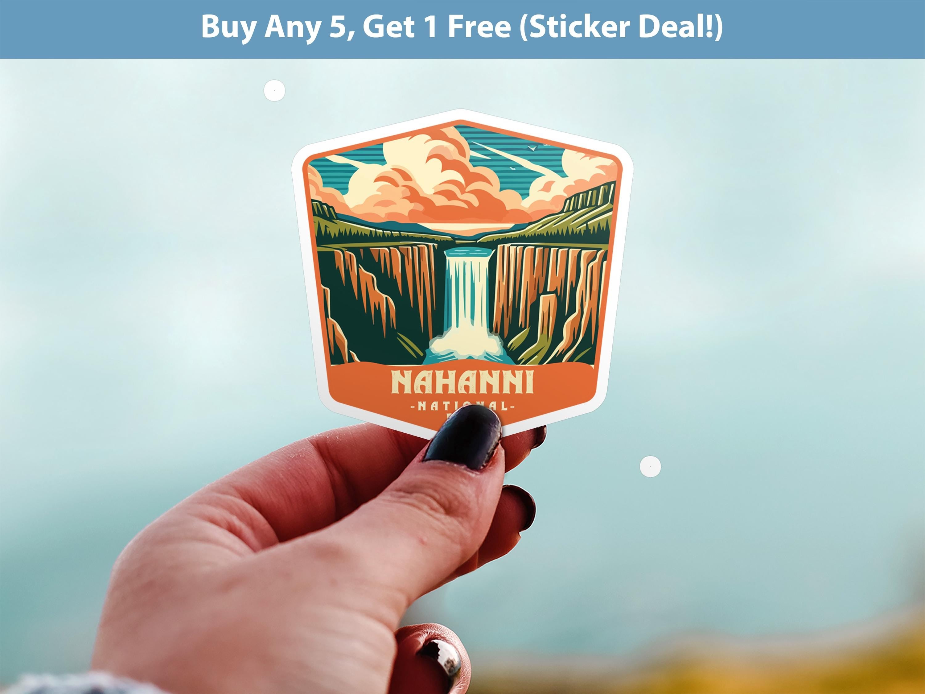 Nahanni National Park Sticker, Vinyl Canada Northwest Territories, Retro Water Bottle Decal Hiking