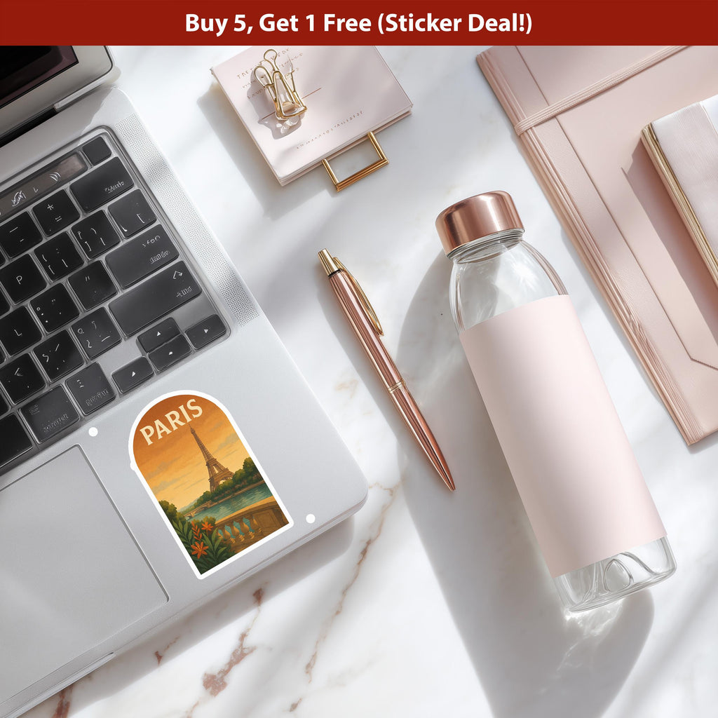 Paris Sticker France, Vintage City Vinyl Decal, Retro Travel Lover Collection, Journal Scrapbook