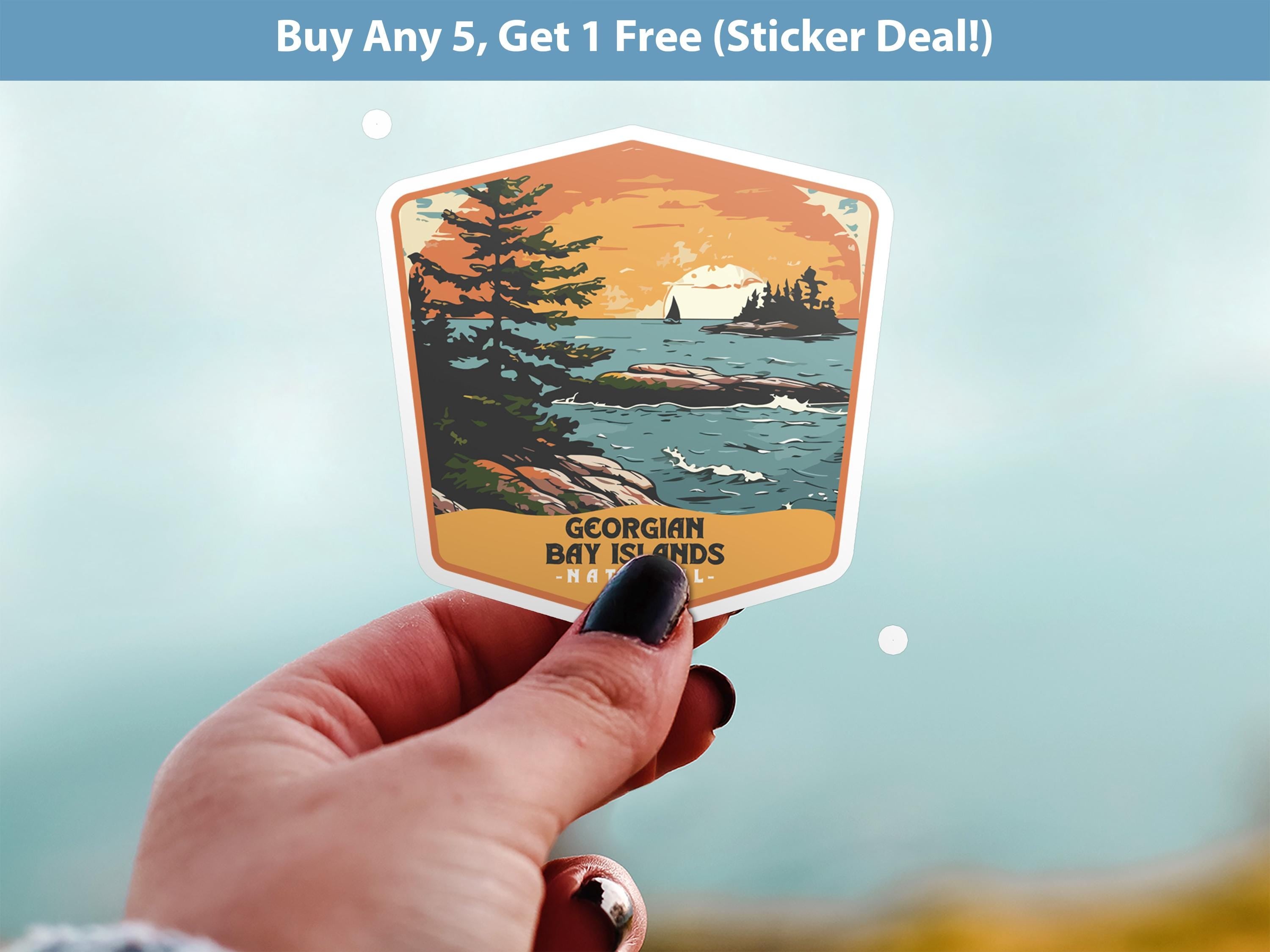 Georgian Bay Islands National Park Sticker, Vinyl Canada Ontario, Retro Water Bottle Decal Hiking